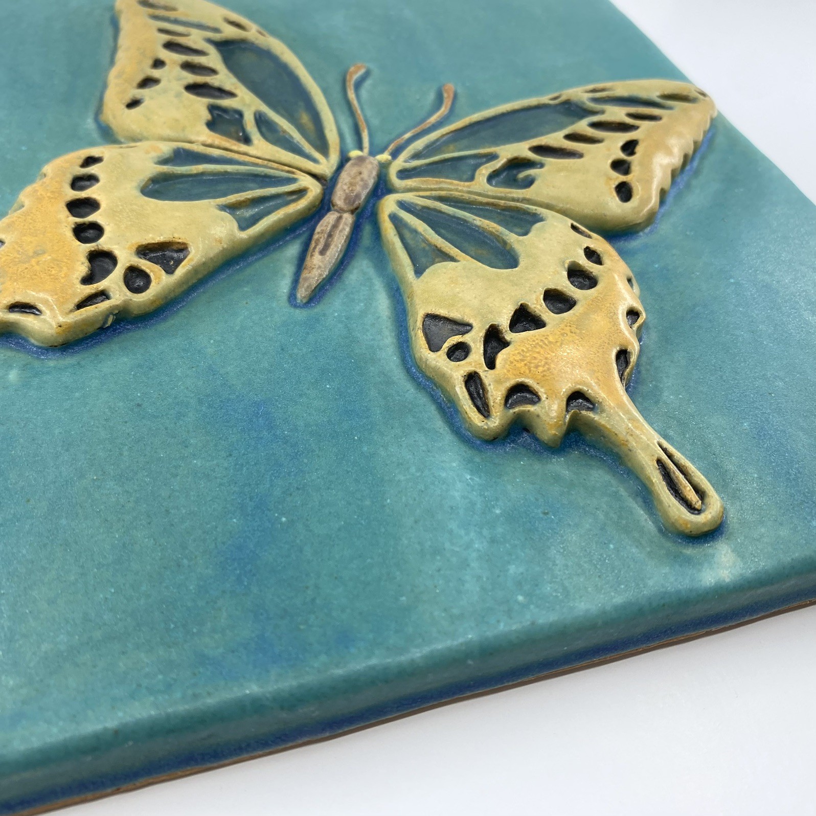 Large Butterfly 8×8″ Ceramic Art Tile by Gretchen Kramp