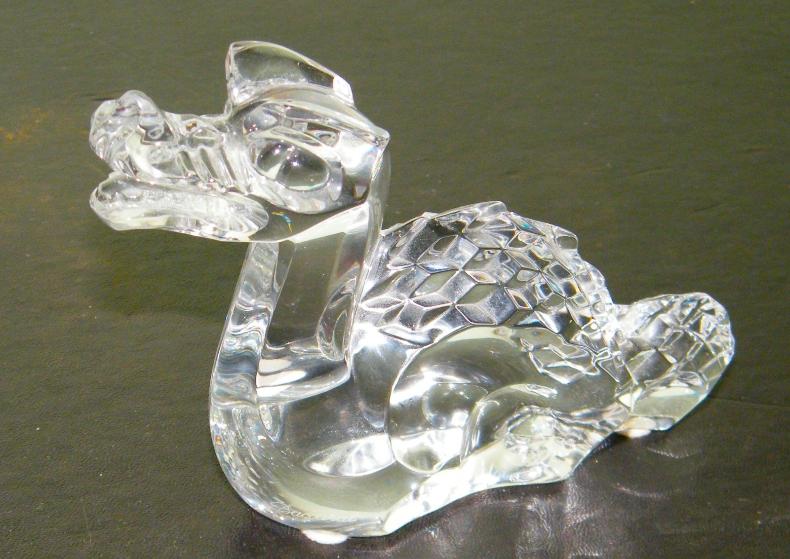 Baccarat France Crystal Dragon, Sea Serpent, Signed And Stamped