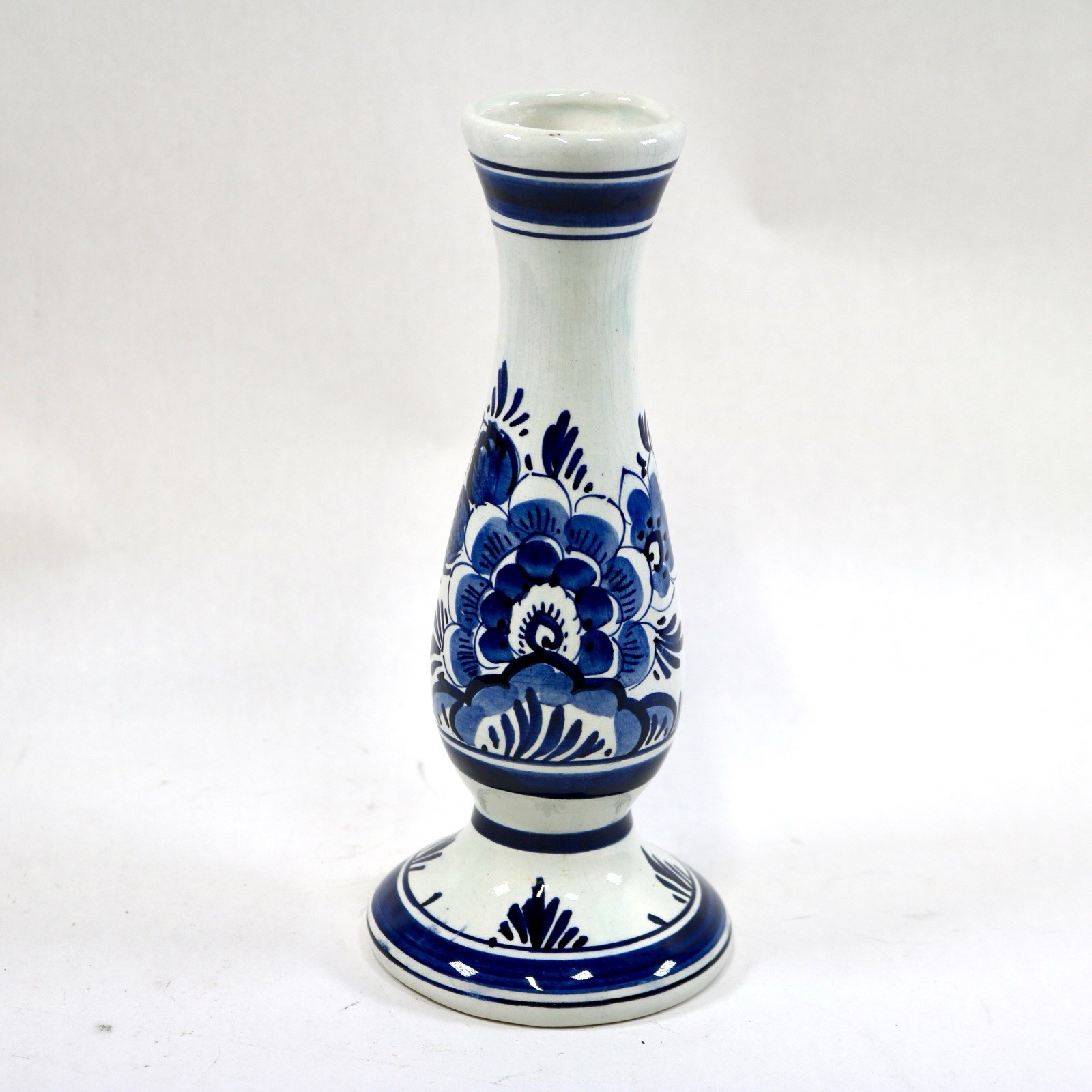 Mid-Century Blue and White Delft Bud Vase 8.25″ Tall