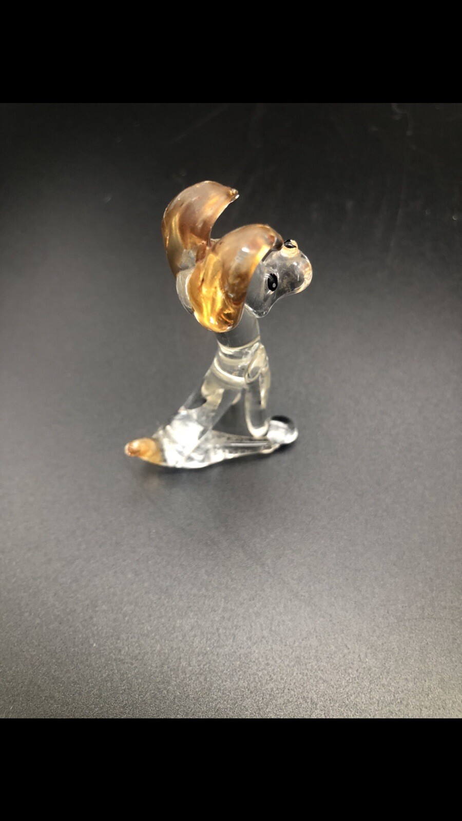 DOG~ Art Glass Brown Eared Puppy Collectible Hand Blown Figurine~Handmade Tiny