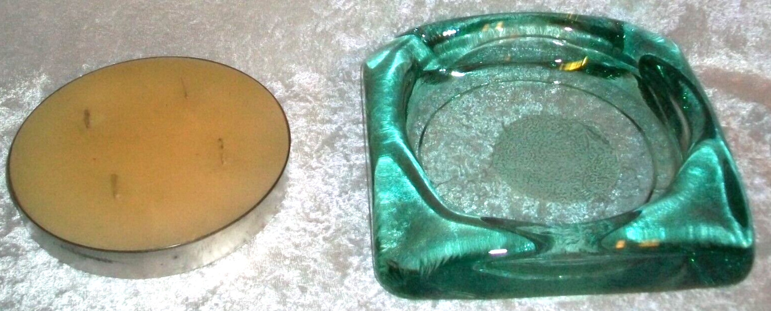 Pier 1 Imports Turquoise Blue Recycled Art Glass Tropical Multi Tealight Candle