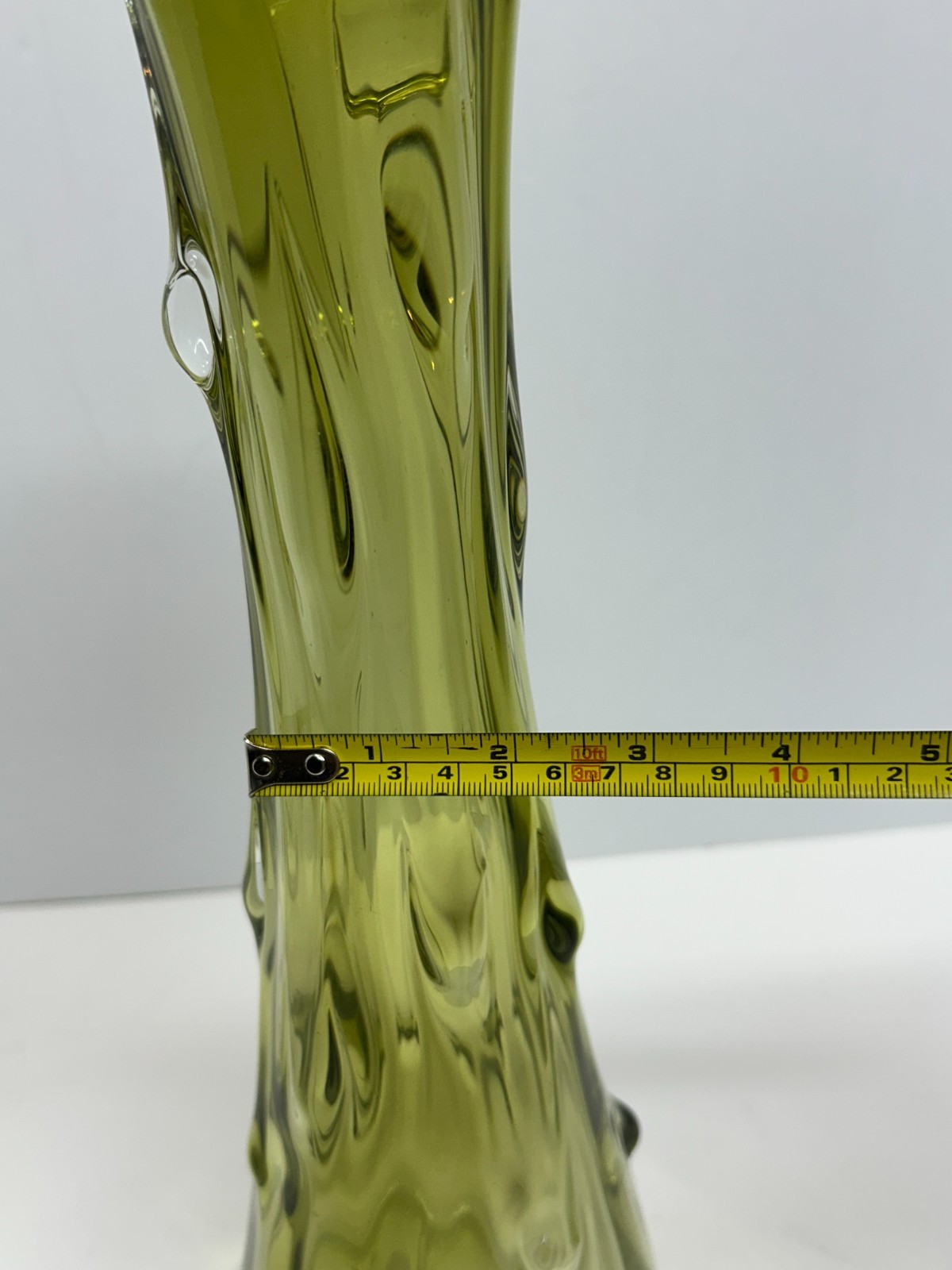 Vintage 17″ MCM Murano Green blown Glass Vase Seguso Art Glass 1960’s