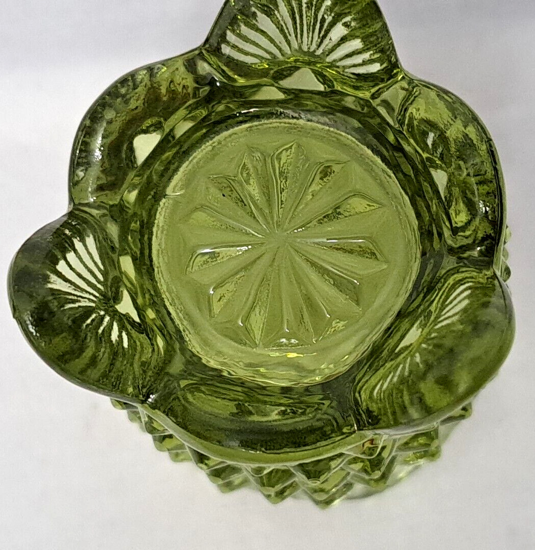 Vintage Fenton Colonial Green Hobnail Side Spikes 3 Footed Toothpick Holder Nice