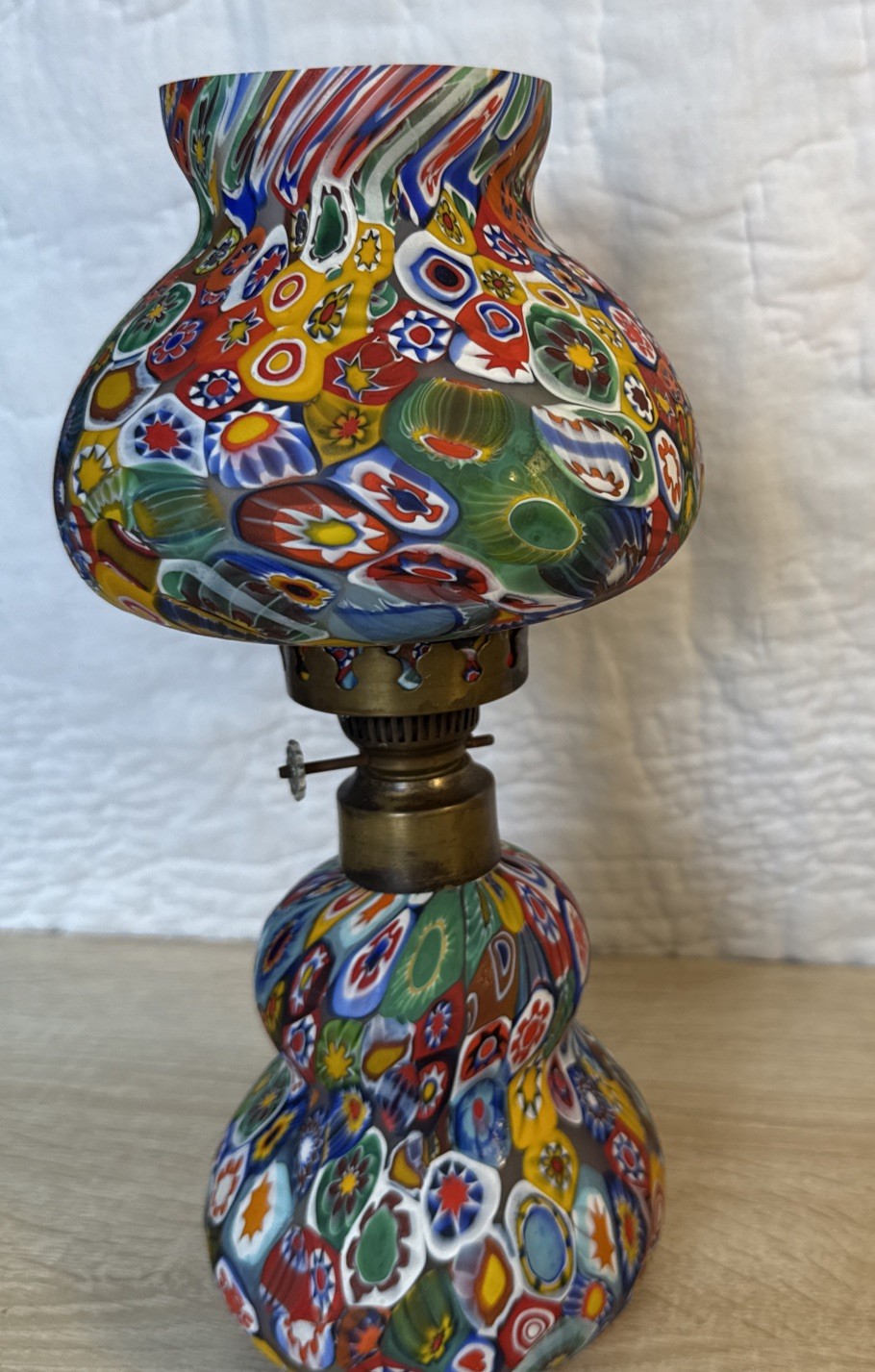 RARE MILLEFIORI MURANO ITALY ART GLASS MINITURE OIL LAMP