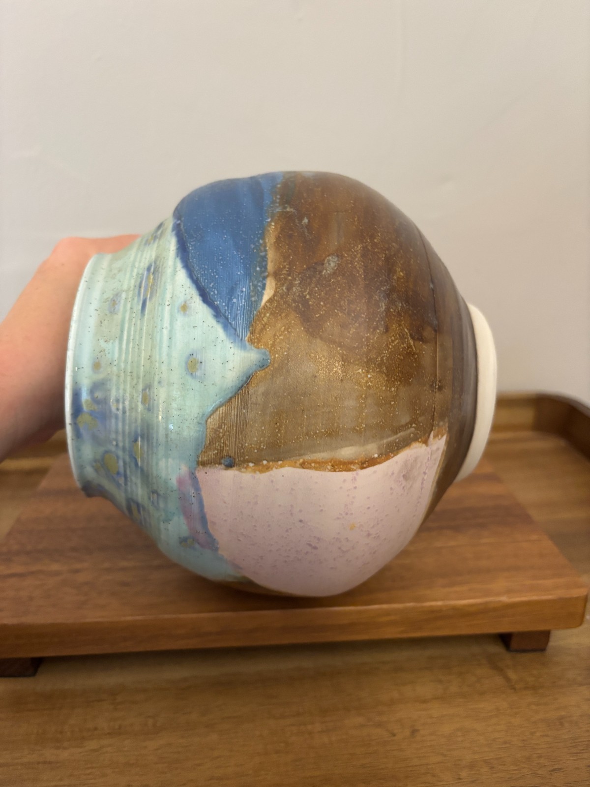 Lois Van Vleet Multi Colored Round Art Pottery 7.25″H Vase