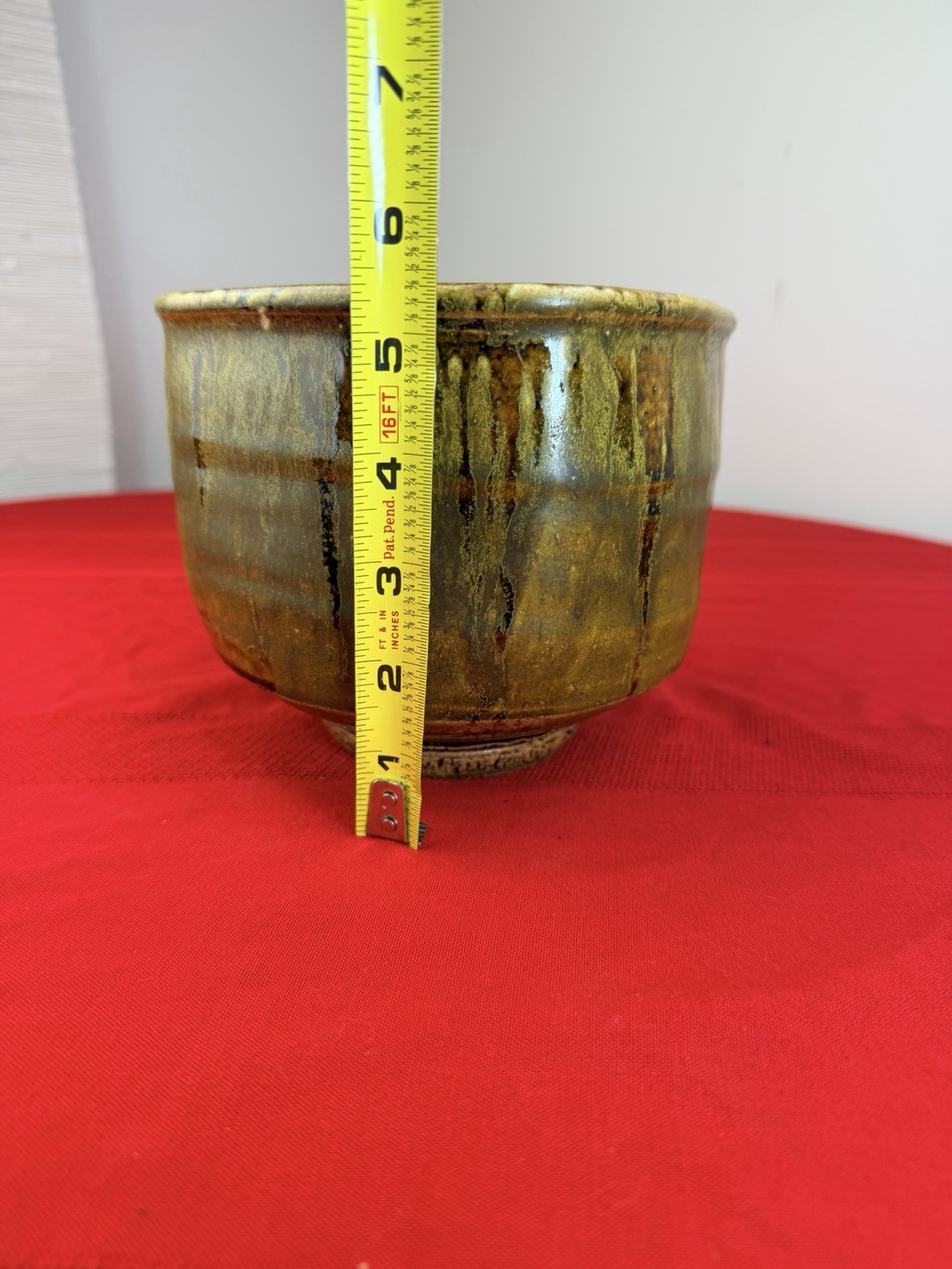 Vtg Studio Pottery Cache Pot Vessel Ash Drip Glaze Signed GC Mingei Wabi Sabi