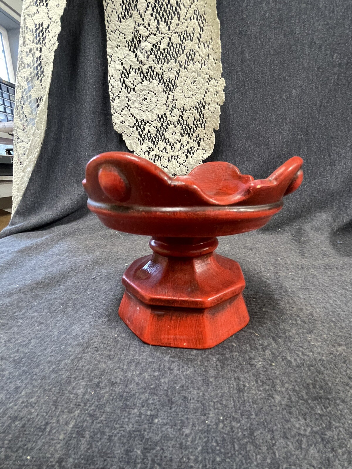 Vintage Haeger Candle Stick/Pillar Holder Red MCM RETRO 4.5” Tall