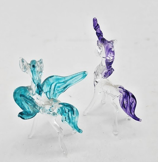 Pegasus Alicorn Celestia & Unicorn Horse Pony Princess Luna -Handblown Glass