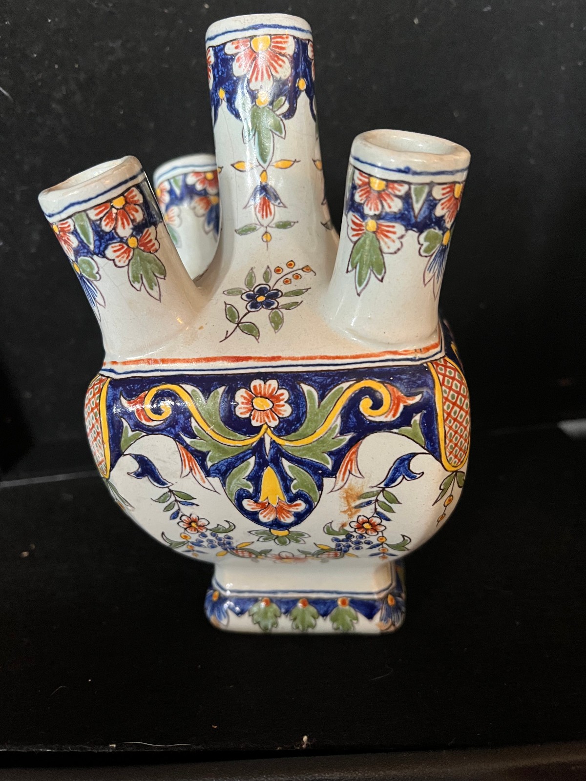 Delft Polychrome Multiple Spouted Tulip Vase