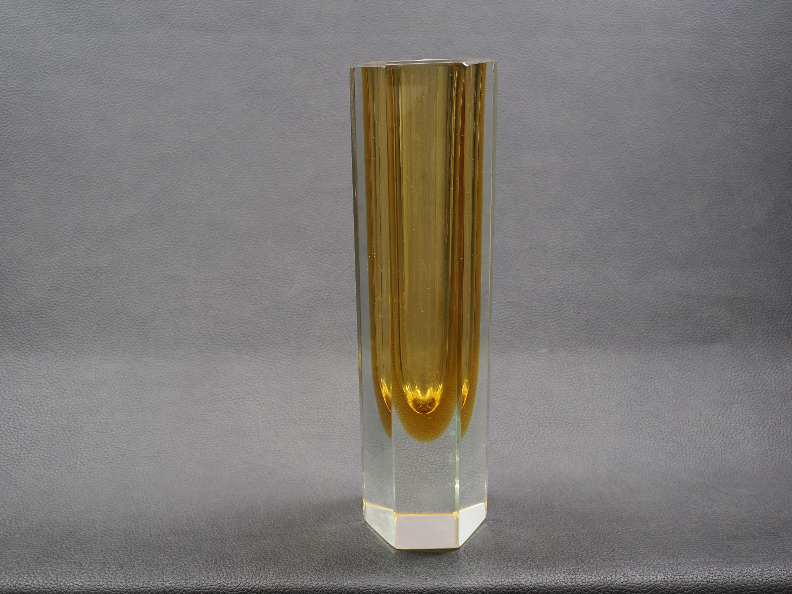 Lg. Mid-Century Modern Murano Mandruzzato Yellow & Clear Sommerso Vase