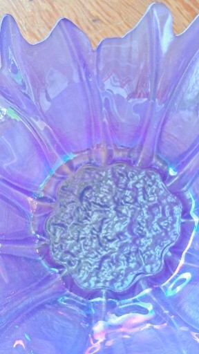 AKCAM Iridescent Glass Decorative Flower Bowl Purple Handmade In Turkey