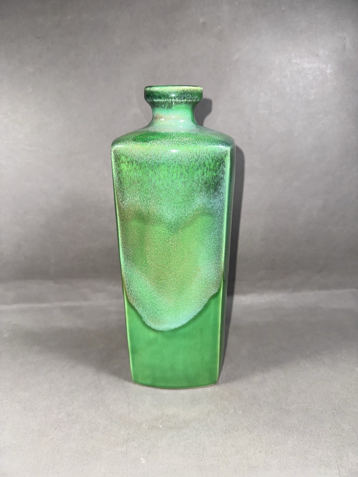 Vintage Norleans Green Drip Glaze Art Deco Pottery Vase Flower