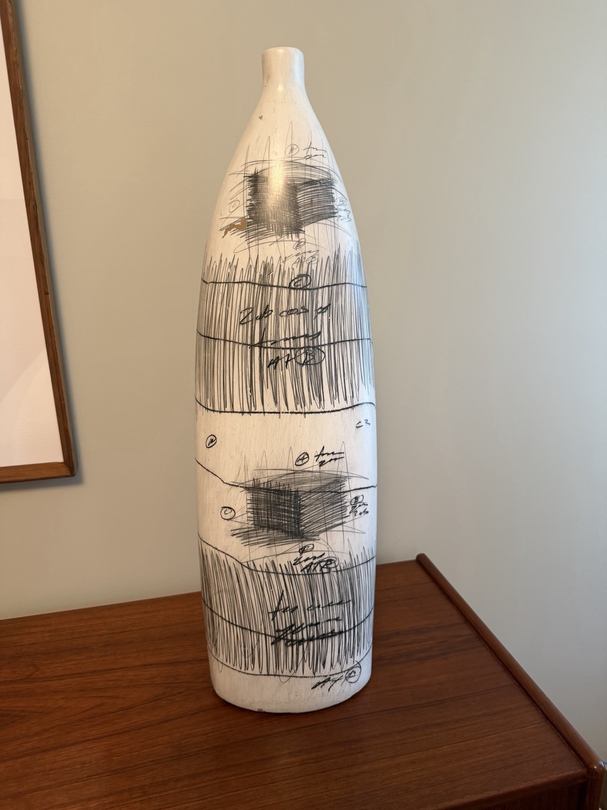 Yuri Zatarain Post Modern Pottery Floor Vase Sketchbook Design 29” Bottle Form