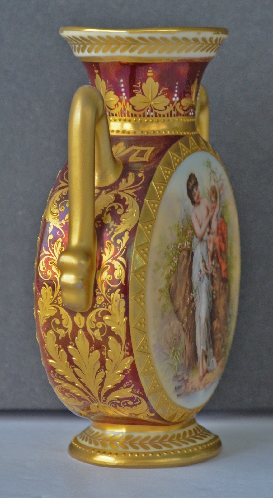 Royal Vienna Wagner Nymphe Amor Gold Encrusted Vase
