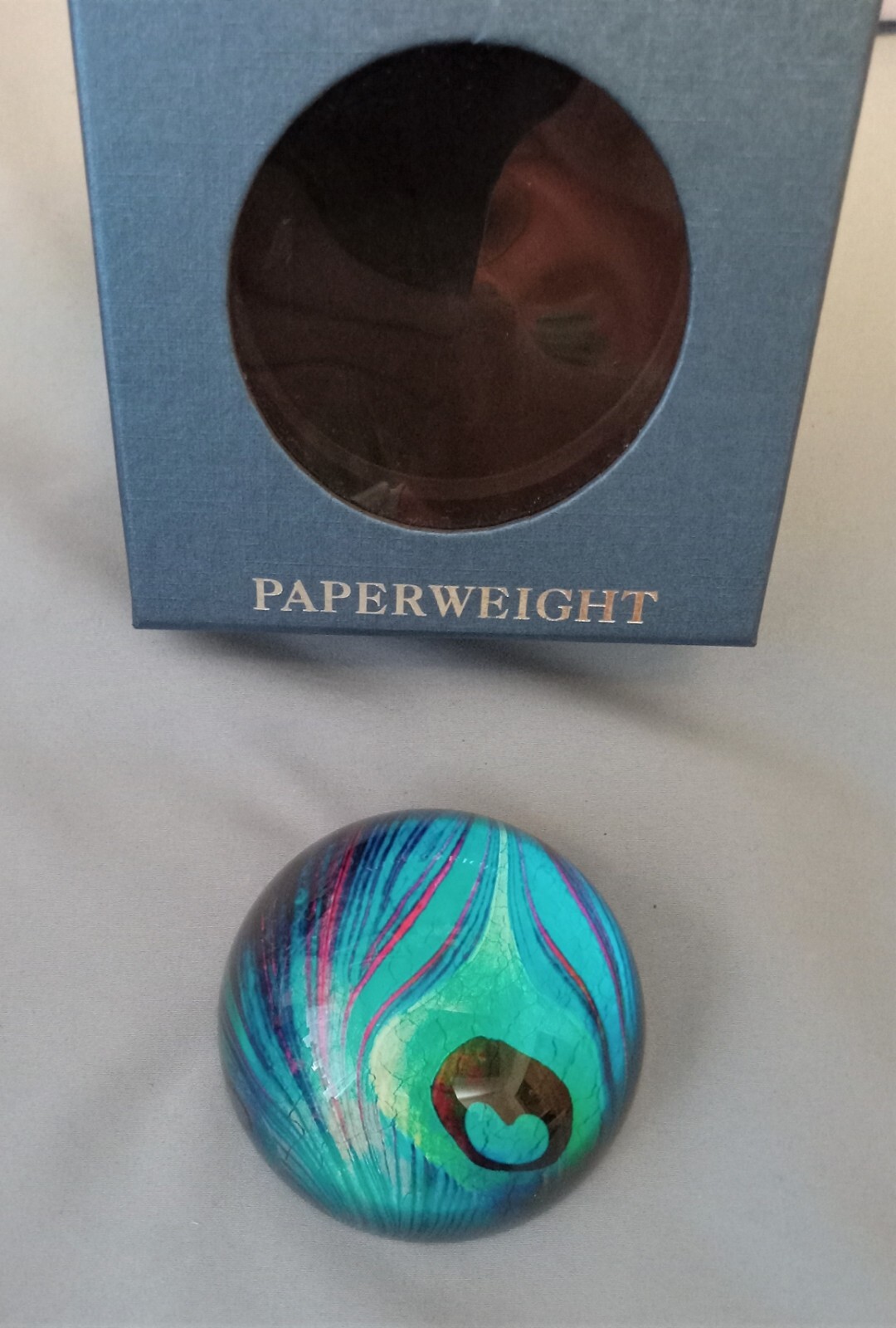 Metropolitan Museum of Art L.C. Tiffany Favrile Peacock Feather Paperweight-NEW