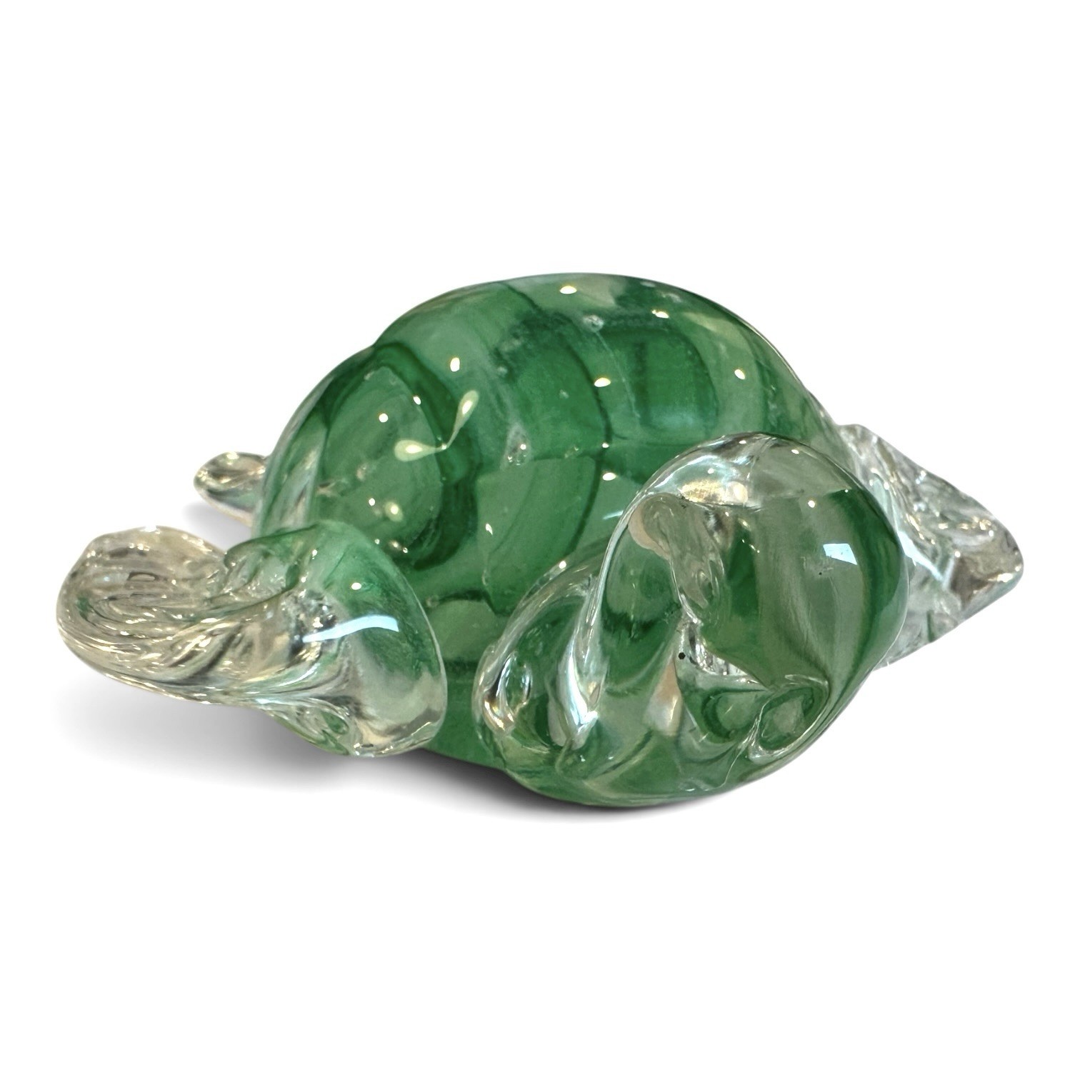 Green Glass Sea Turtle Paperweight Glow-In-The-Dark Dynasty Gallery