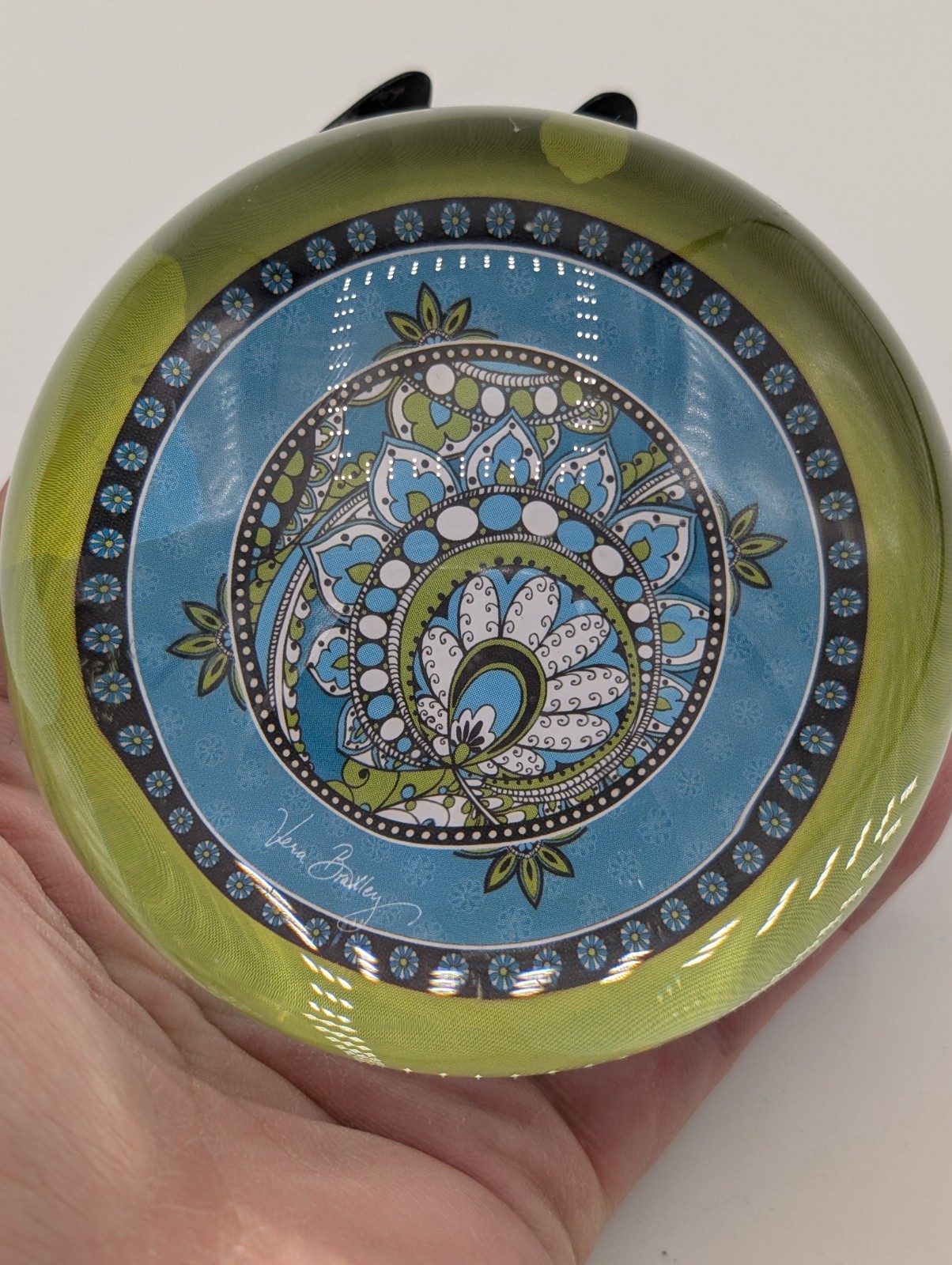 Vintage RARE OOAK Vera Bradley Paisley Design Dome Paperweight Signed By Artist