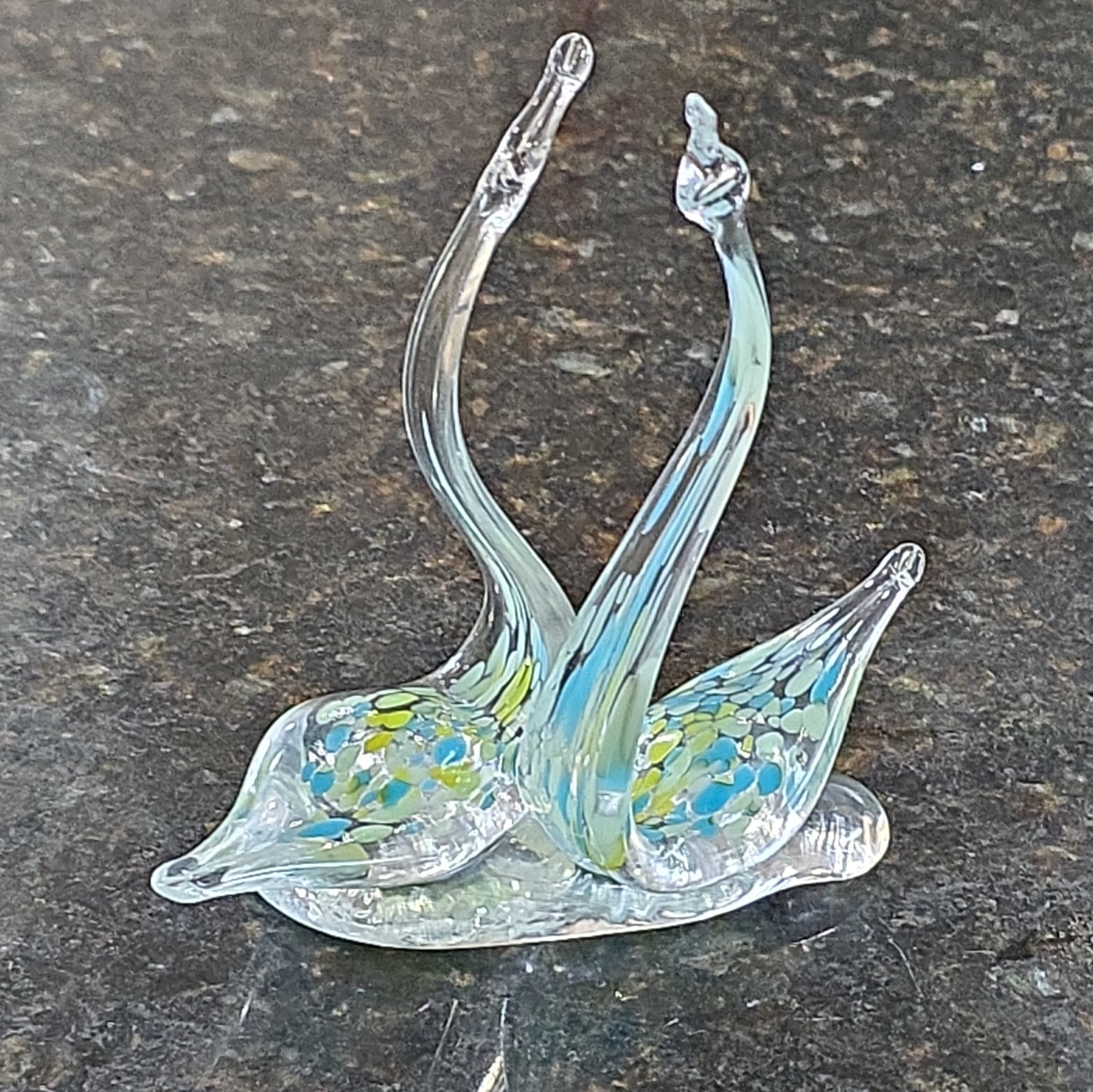 Vintage German Lead Crystal Swan Figurine Pair.