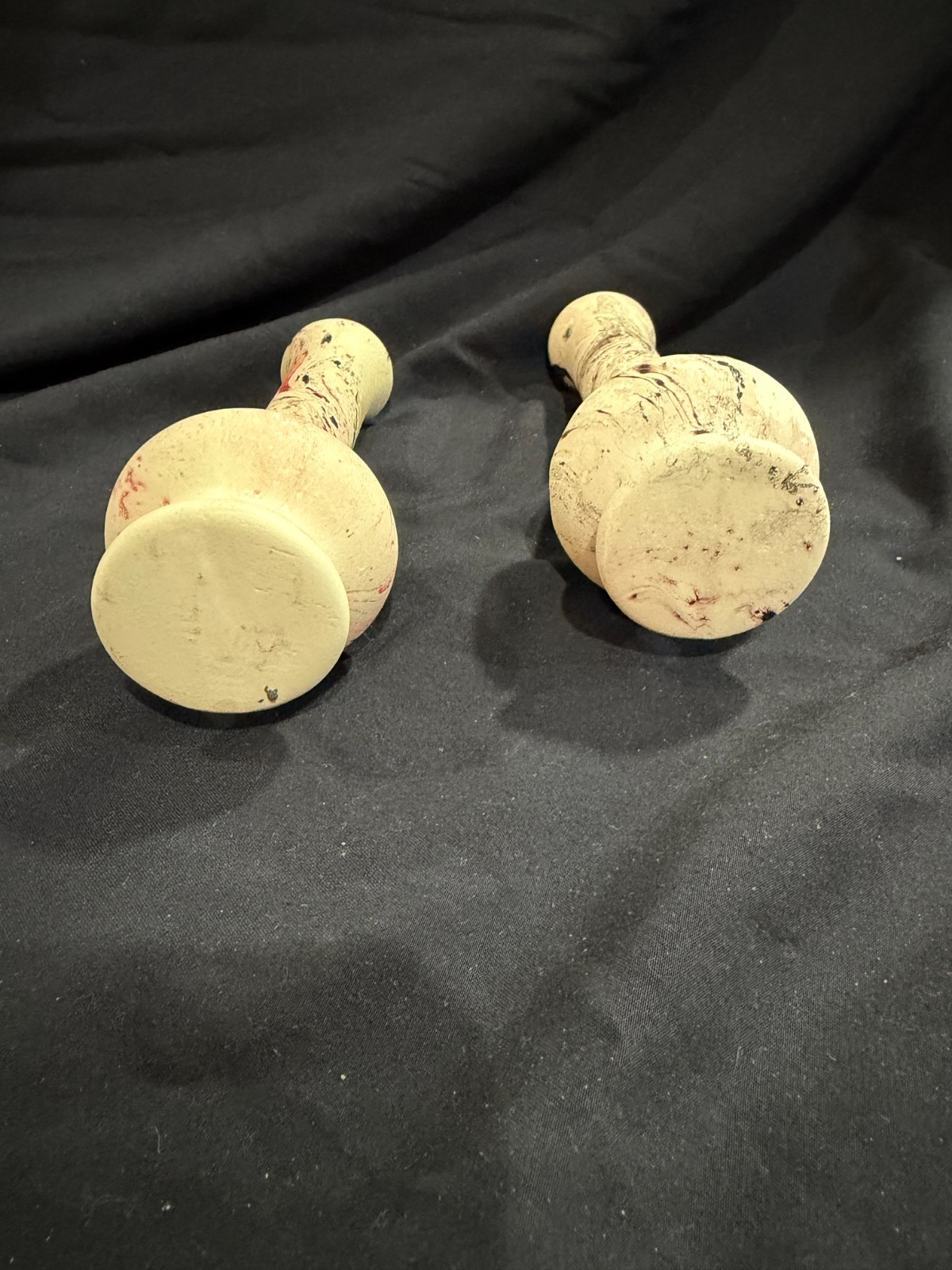 2 Splatter paint vases unmarked 5 1/2 inches tall