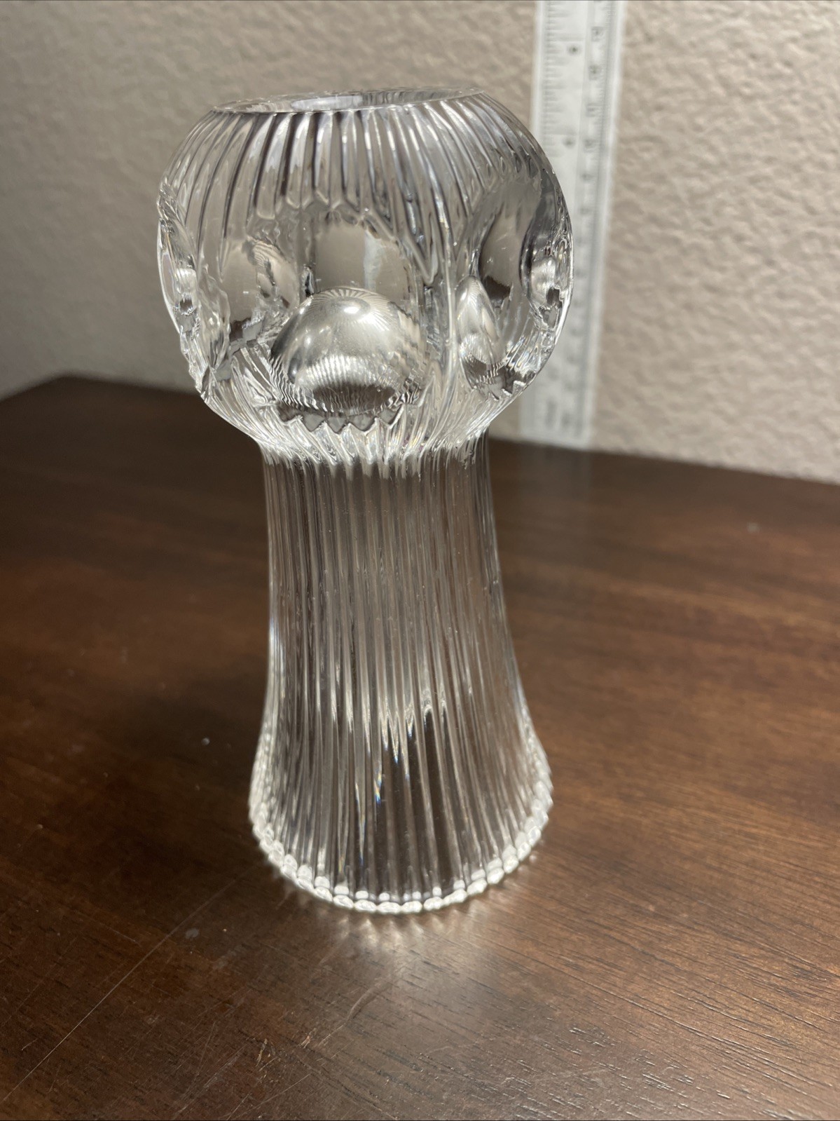 Vintage Fostoria Melissa Bud Vase Concave Thumb Print Lead Crystal Clear 4.5”T
