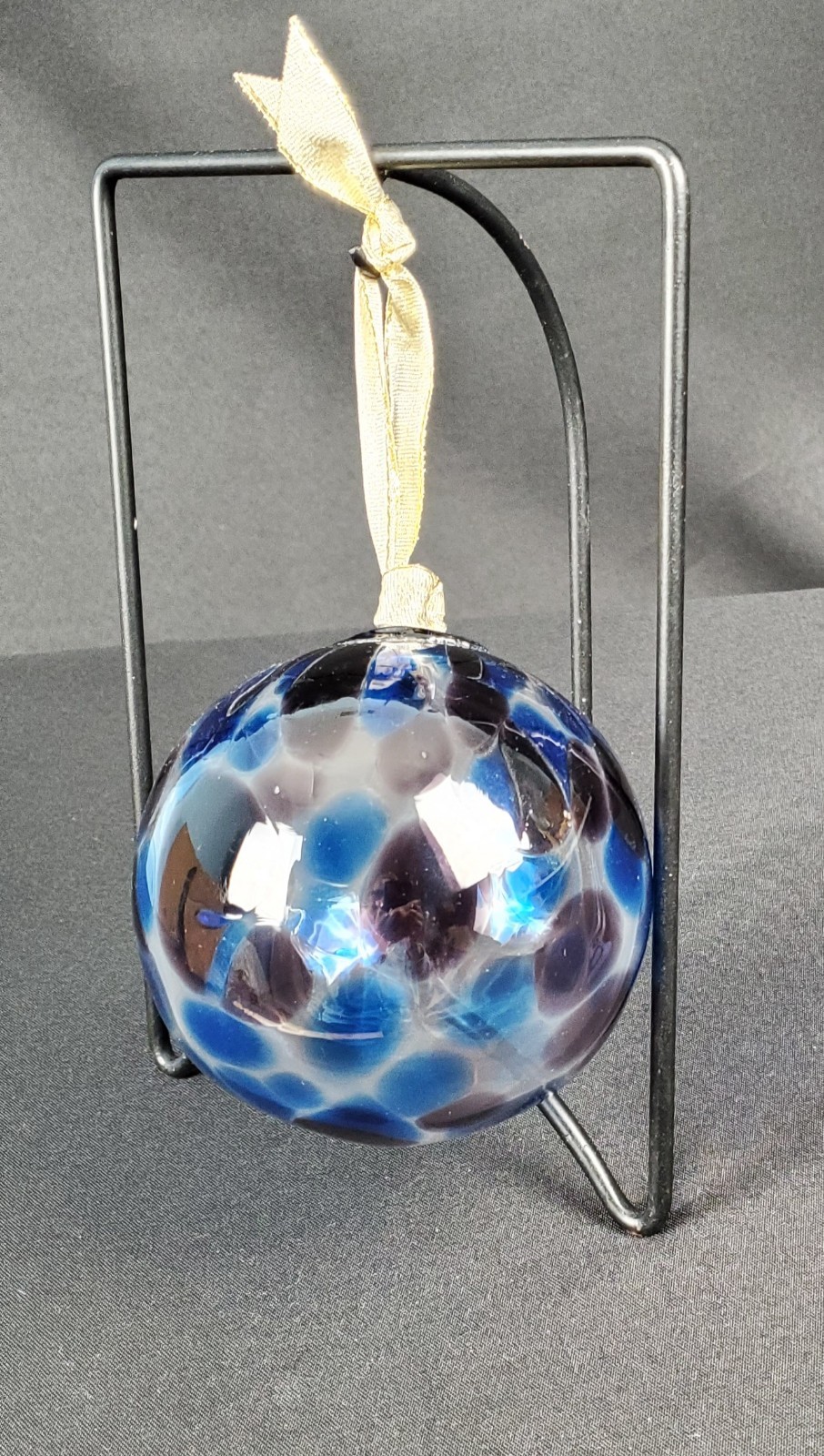 Hand Blown Art Glass Gazing Ball Purple & Blue 3.5″ Ornament Sun Catcher ORB