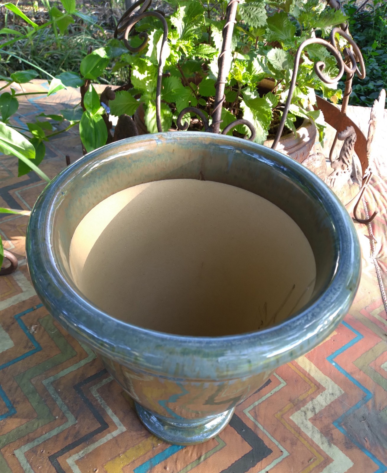 Stoneware Urn Planter Pottery Garden Patio Home Decor Heavy 8 lbs