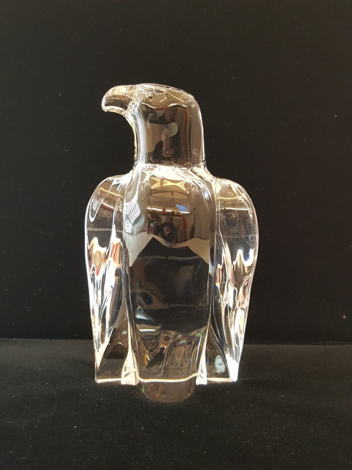 Orrefors solid lead crystal standing eagle statue figurine 8.75″ tall 5 lb 15 oz