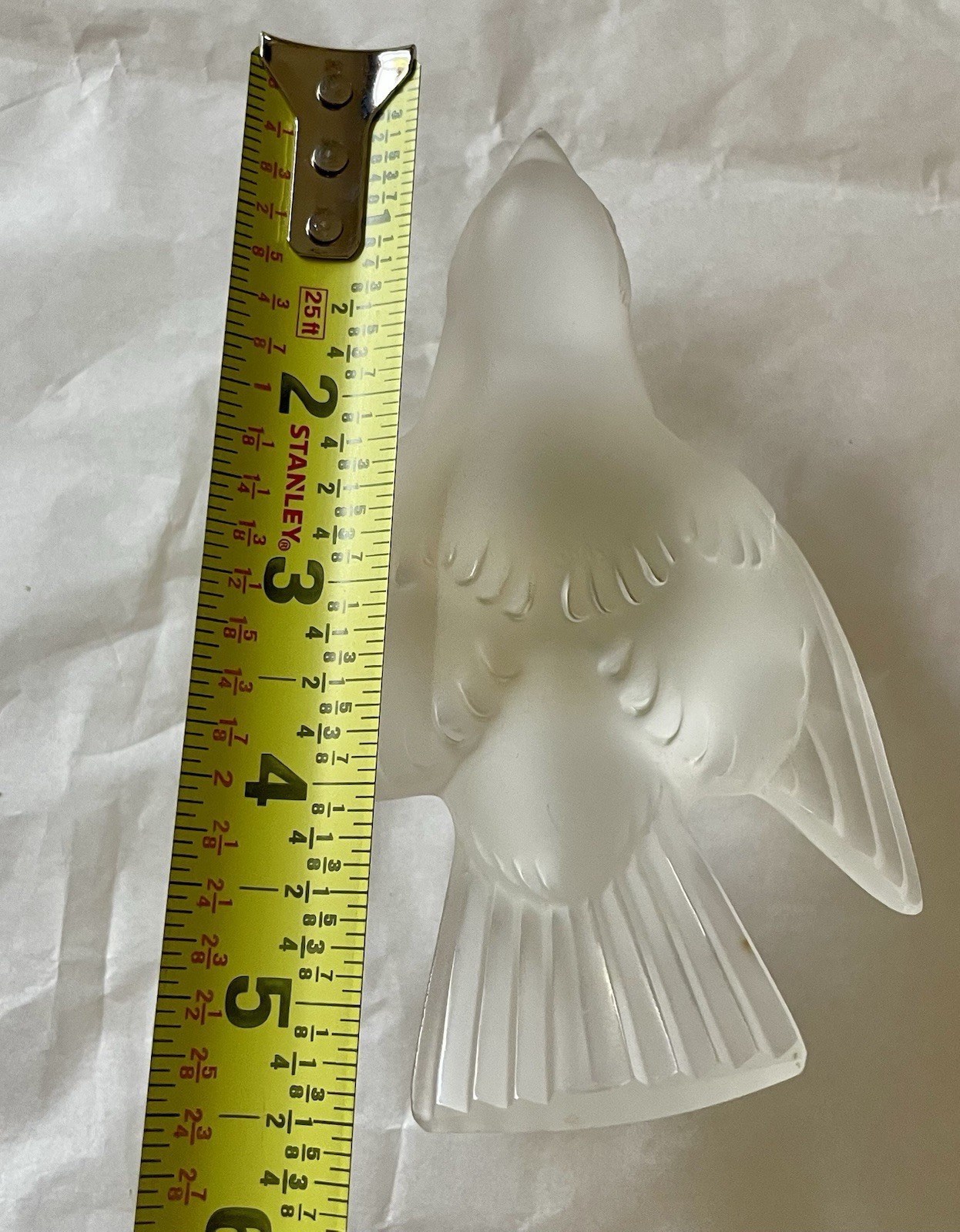 Lalique France Frosted Glass Crystal Angry Sparrow Bird Wings Out VTGRare France