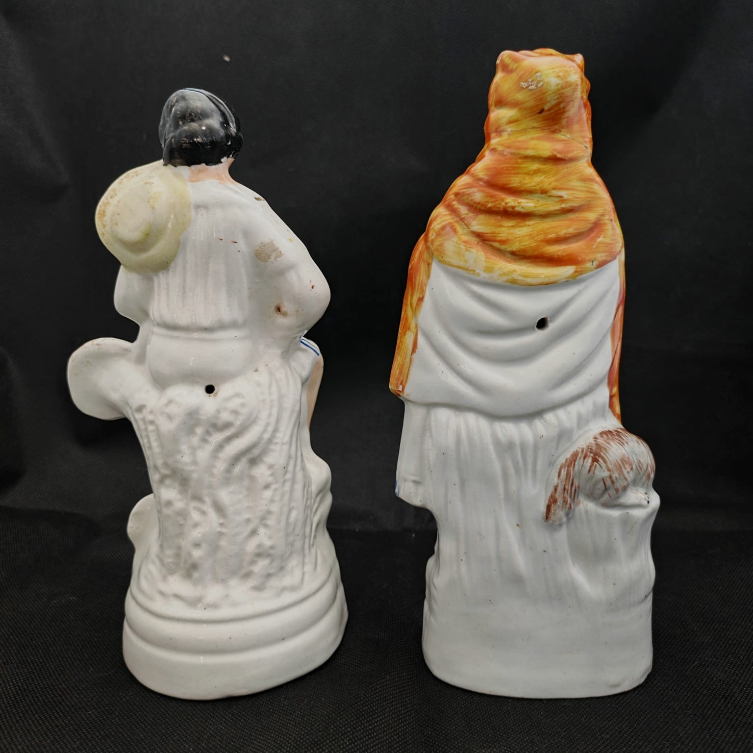 two rare old Staffordshire Figures Little Red Riding Hood & man with bird