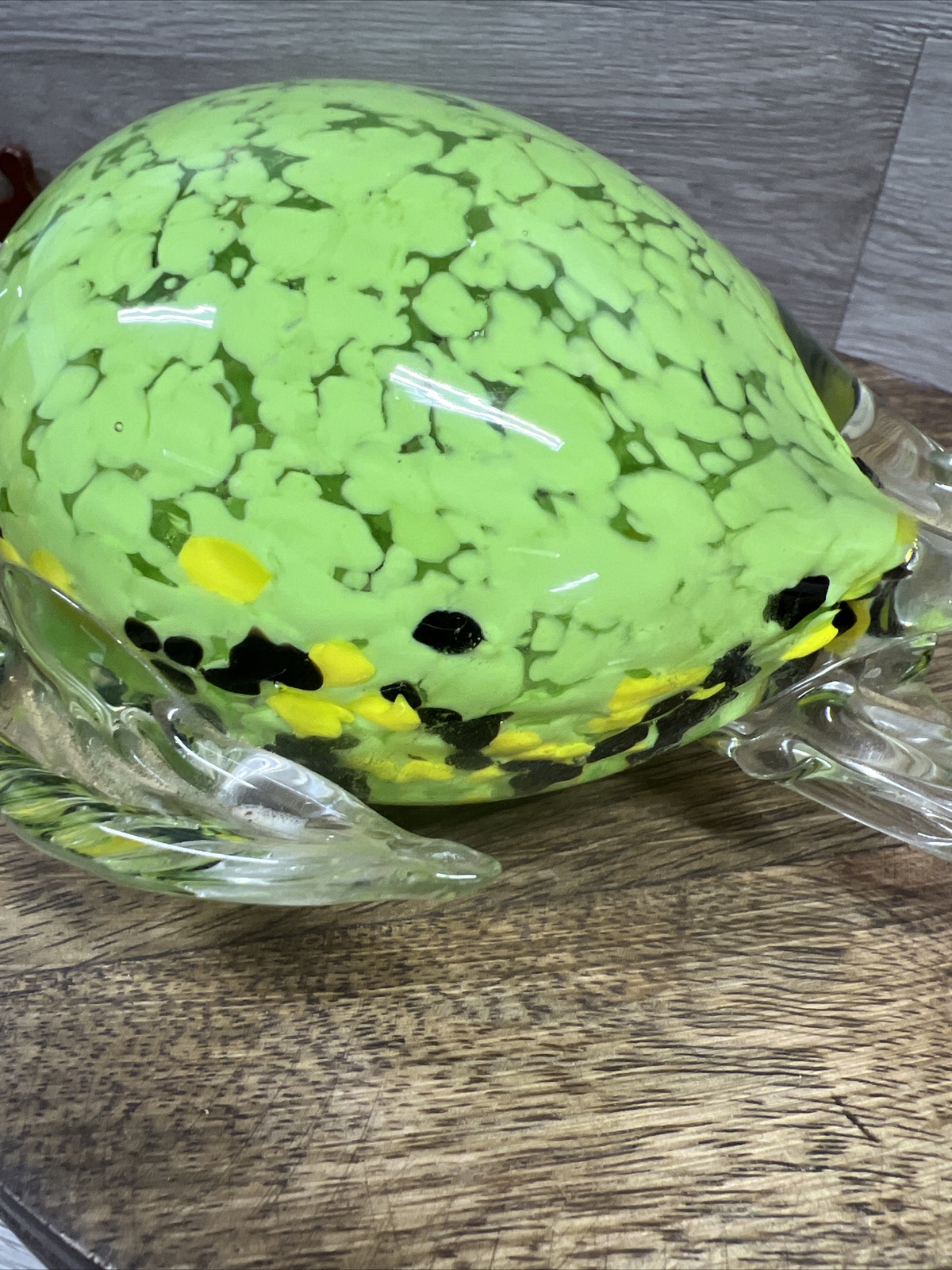 VTG Glass SEA Turtle Paperweight Clear Light Green 7” 5th Avenue Crystal