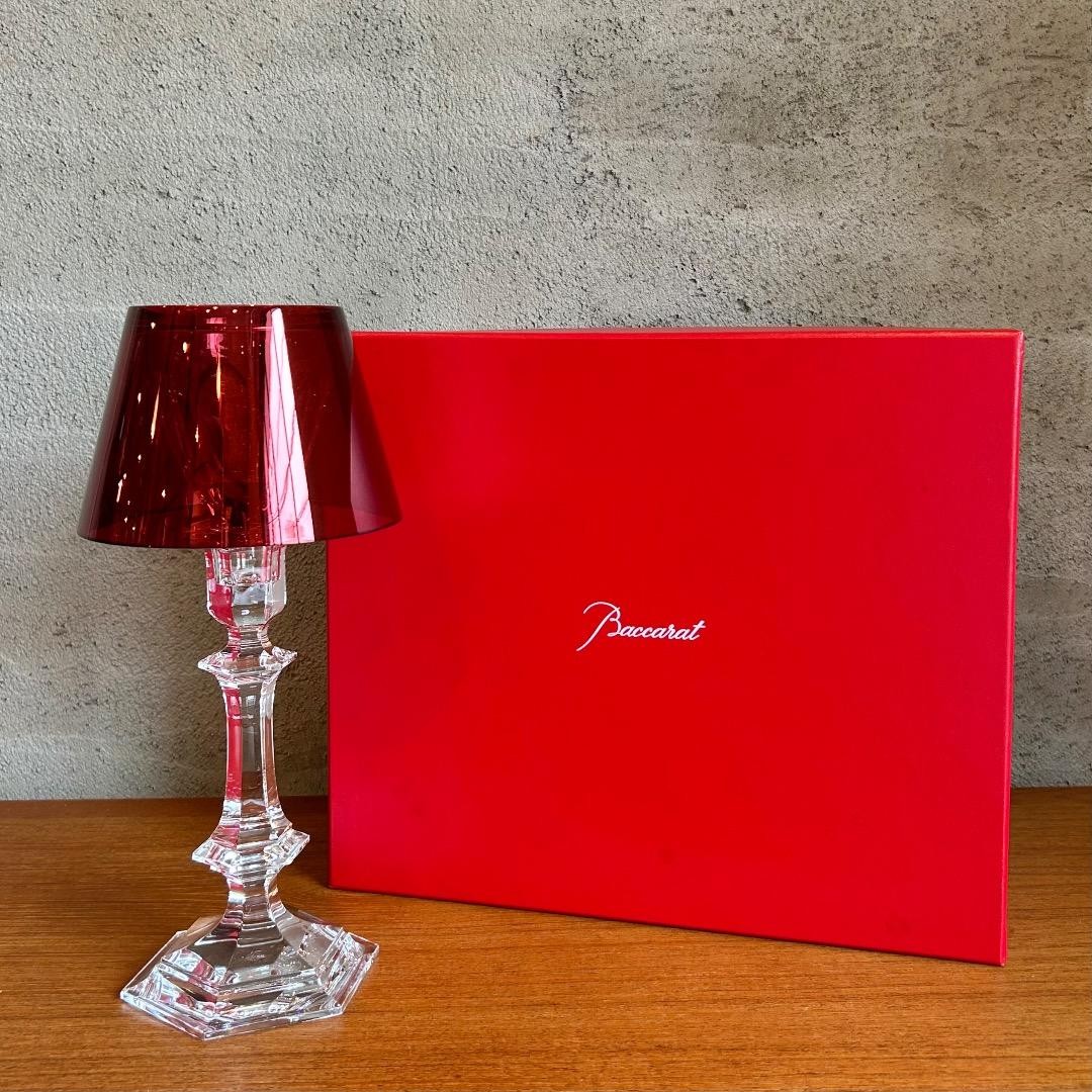 Baccarat Our Fire Candle Stand Crystal Red 33cm with Box Good Condition