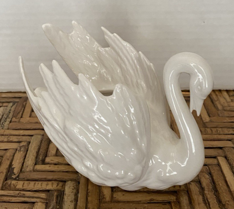 Vintage GOEBEL Swan Planter Bowl White Porcelain West Germany Lovely ZV 103 III