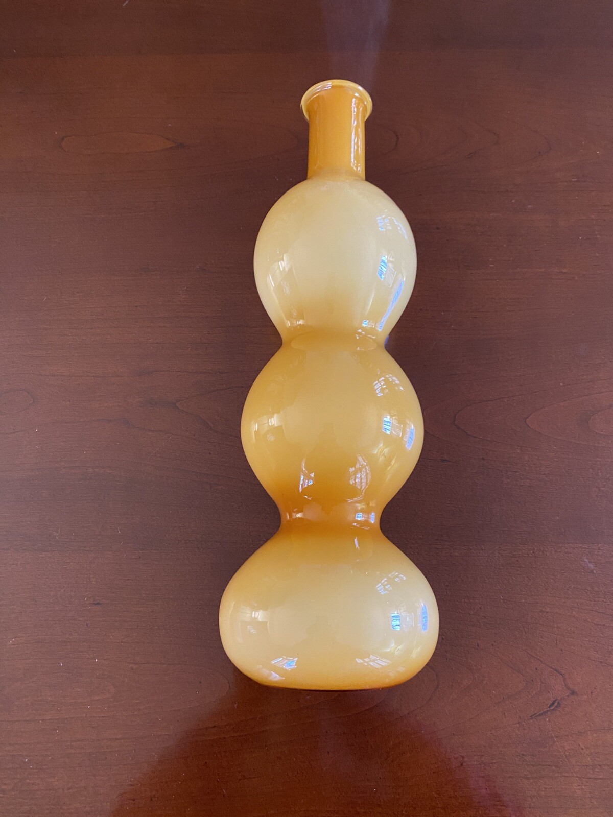 Empoli MCM Italian Murano Cased Amber Bubble-Gurgle Bottle 15”