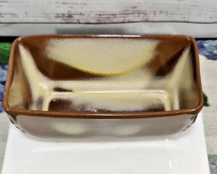Vtg Frankoma #14 Rectangular Stoneware Planter Brown and Cream Glaze 8″ x 3.5″