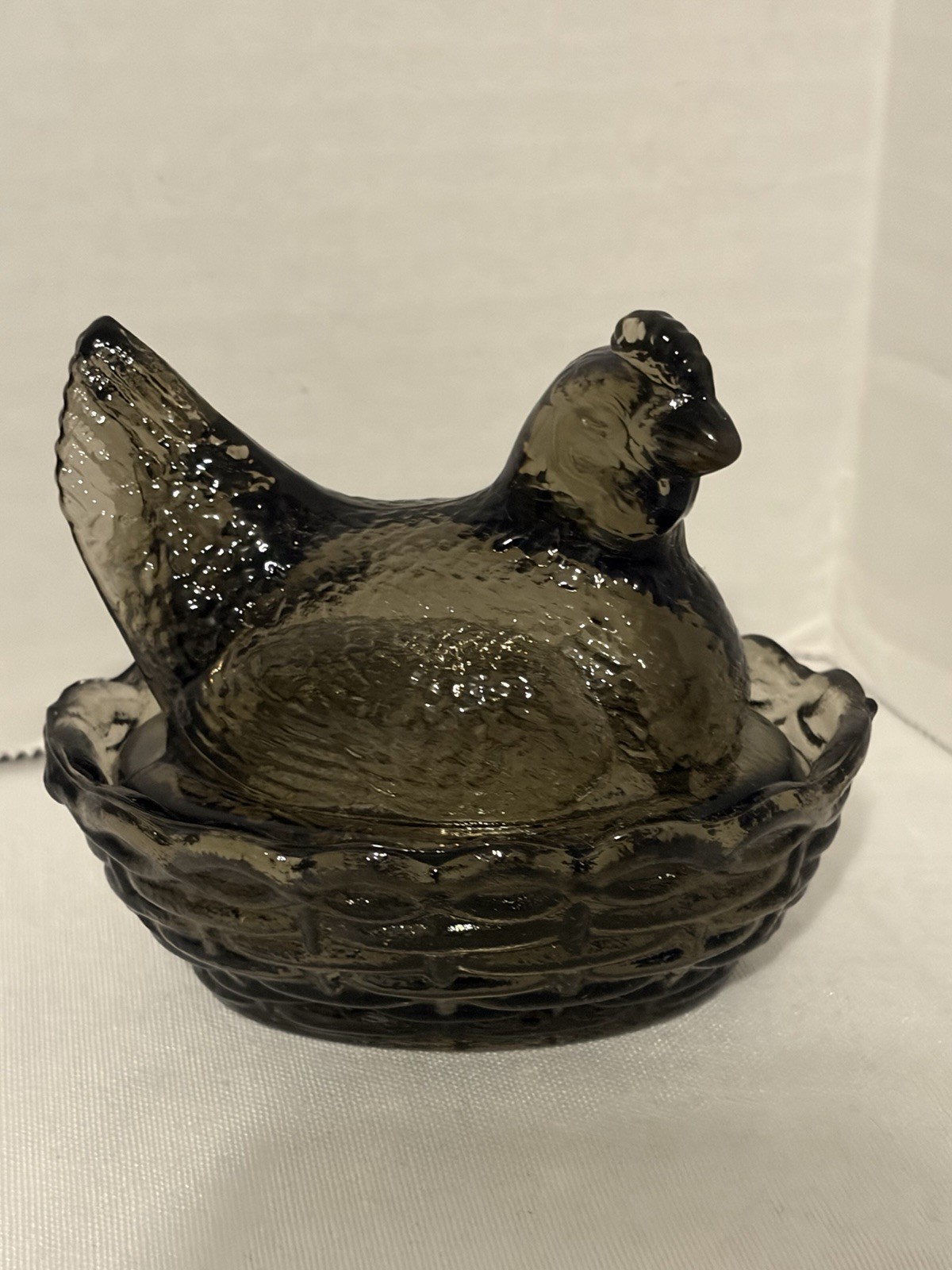 Mosser Glass Smoke Hen On Nest 3 Inch