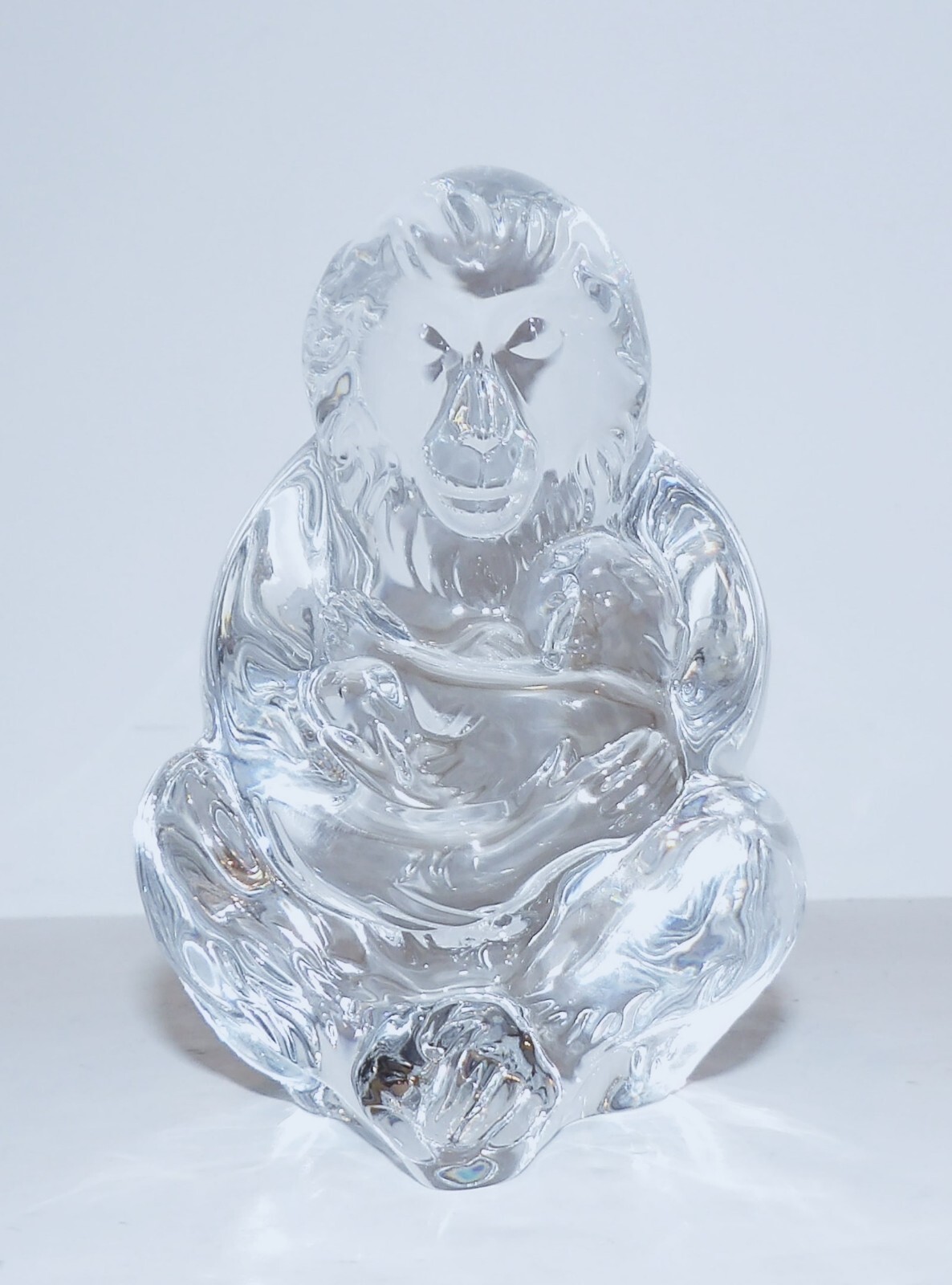 EXQUISITE WATERFORD CRYSTAL MONKEY WITH BABY 4 1/8″ FIGURINE/SCULPTURE IN BOX