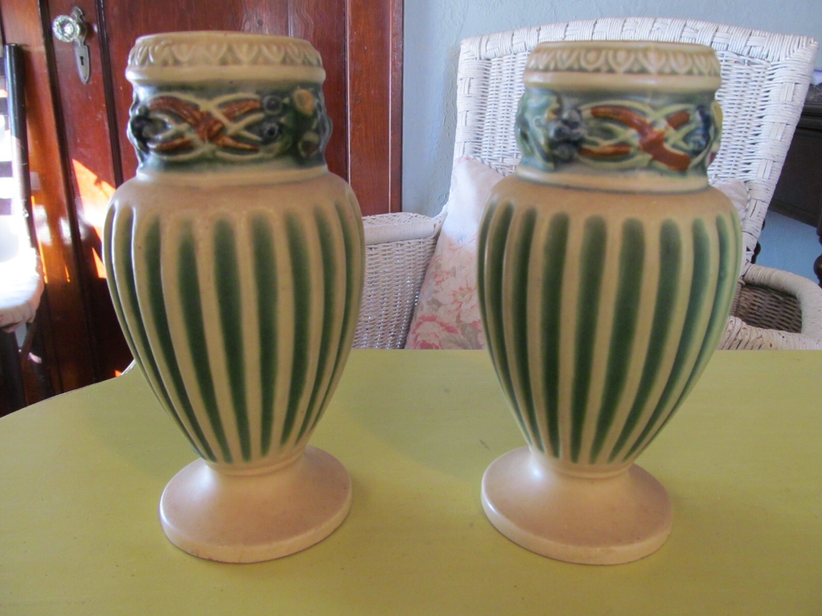 Vintage 1923 Roseville Art Pottery Corinthian VASES – Greek Revival – One PAIR