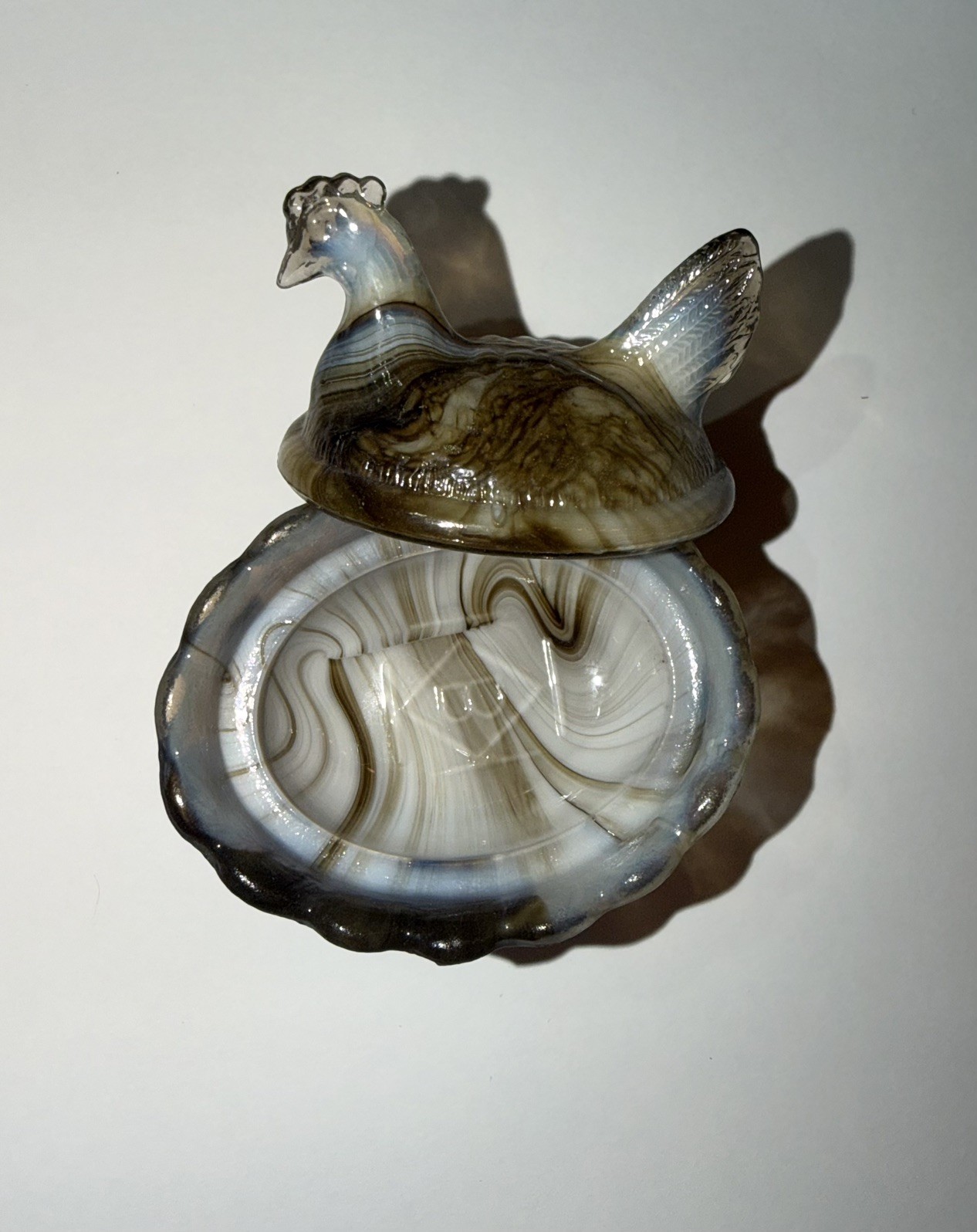 Boyd Glass Hen on Nest Chick Salt Toffee Slag #170 RARE