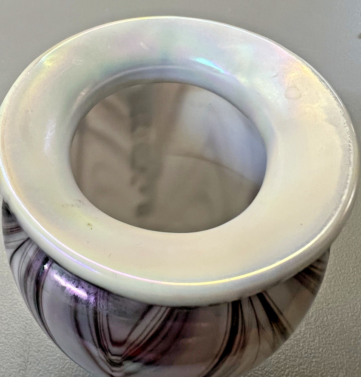 Vintage Gibson Glass Mother of Pearl Opalescent Blown Vase