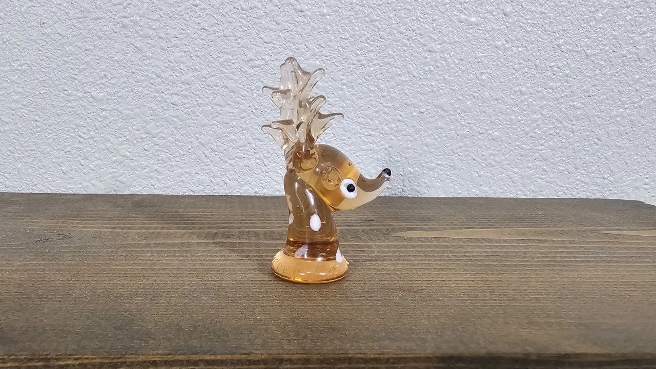 Vintage Blown Art Glass Amber Christmas Reindeer Deer Miniature Figurine 2″