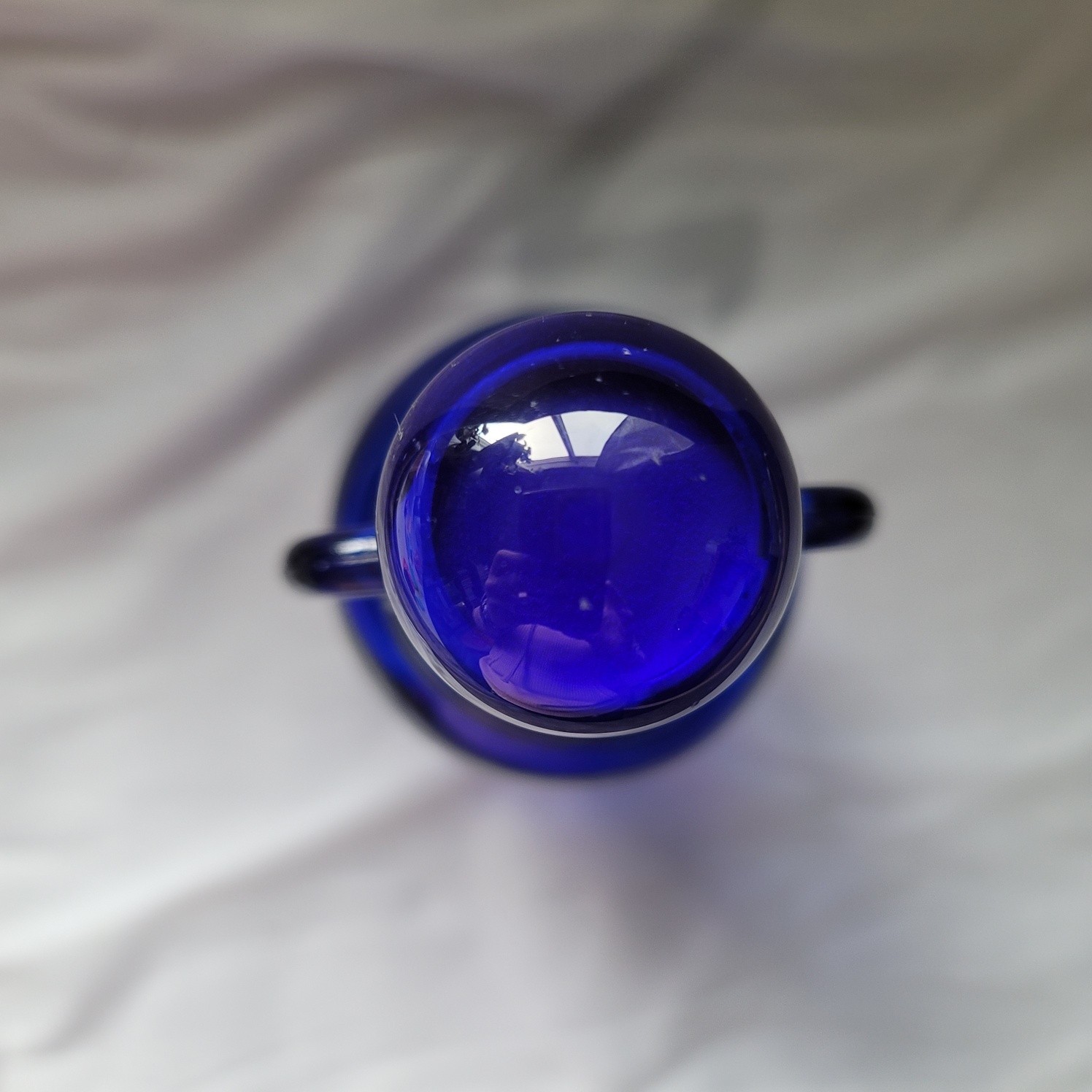 Vintage Cobalt Blue Glass Bottle Jug Style 7″ Tall with Rubber Cork Lid