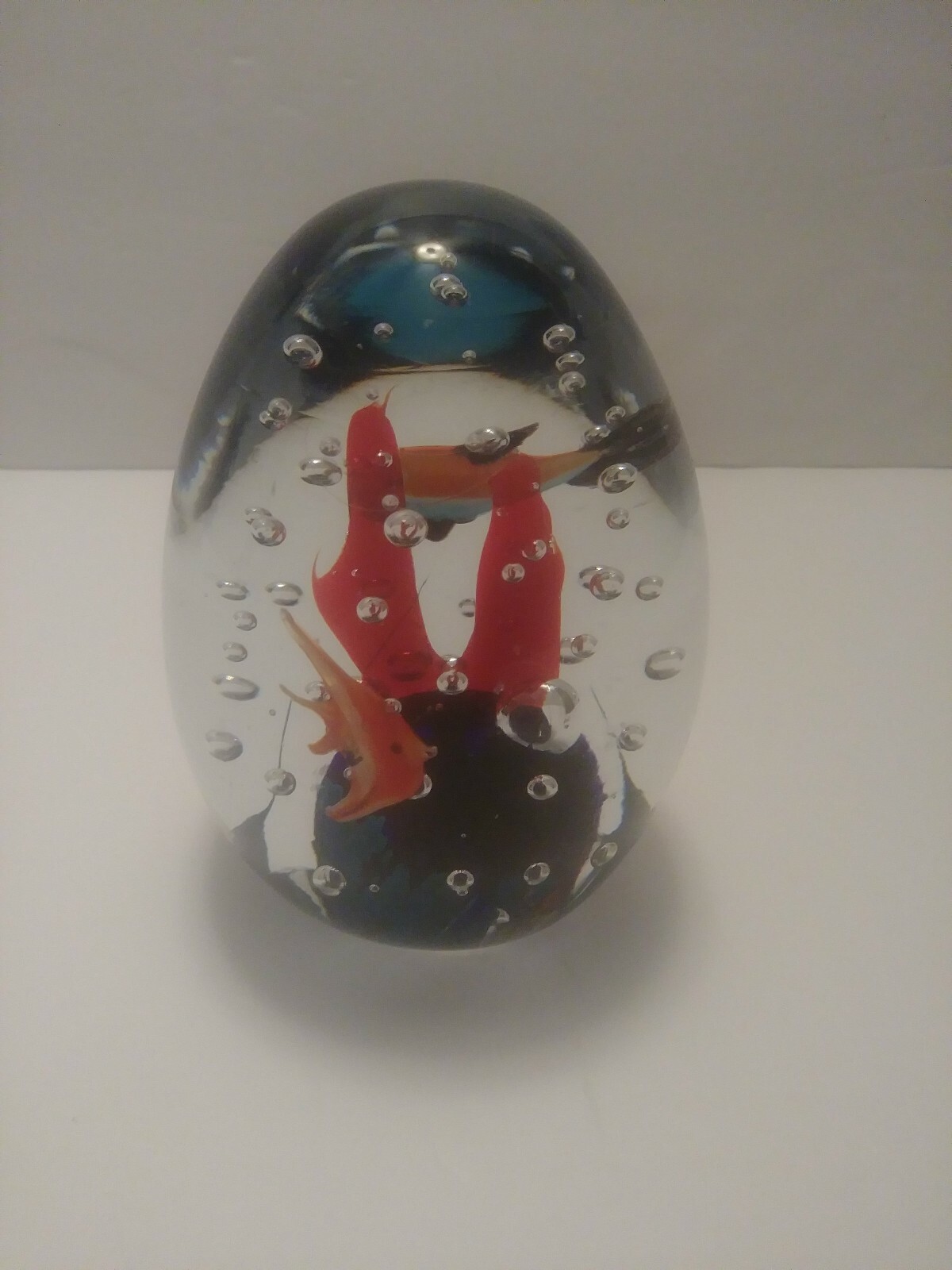 Paperweight blown glass sea scape fish art glass sculpture polished no signature