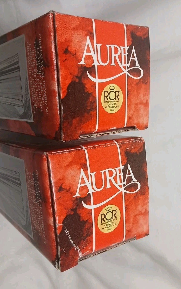 Pair “Aurea” RCR Royal Crystal Rock Bud Vase 6.7″ Made In Italia Open Box