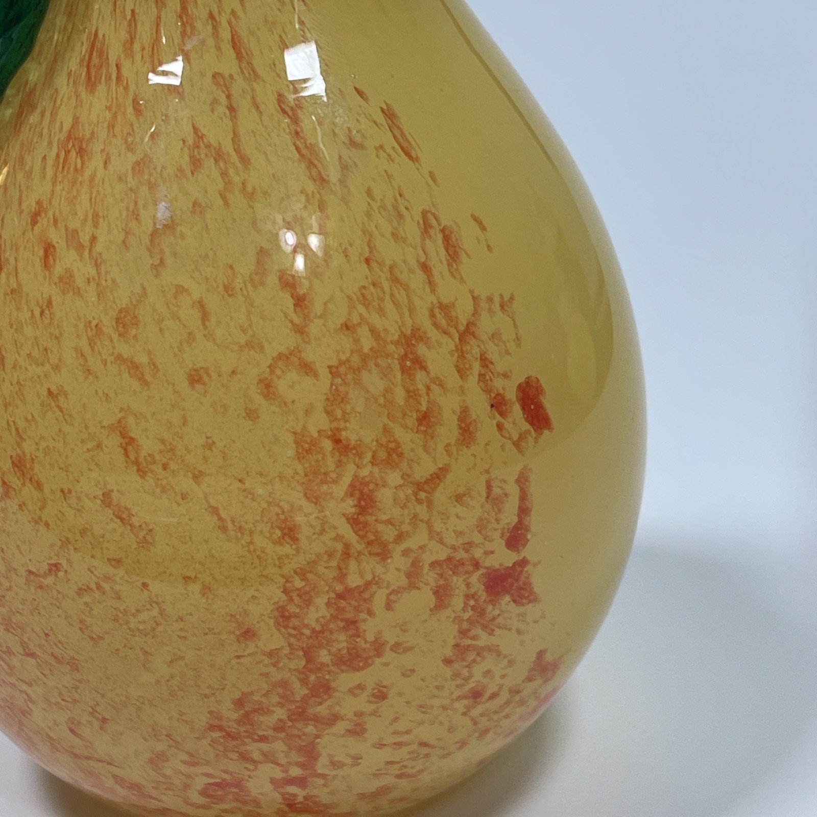 Vintage Murano Style Pear Glass Fruit 5” Yellow and Orange 7 oz Made in Italy