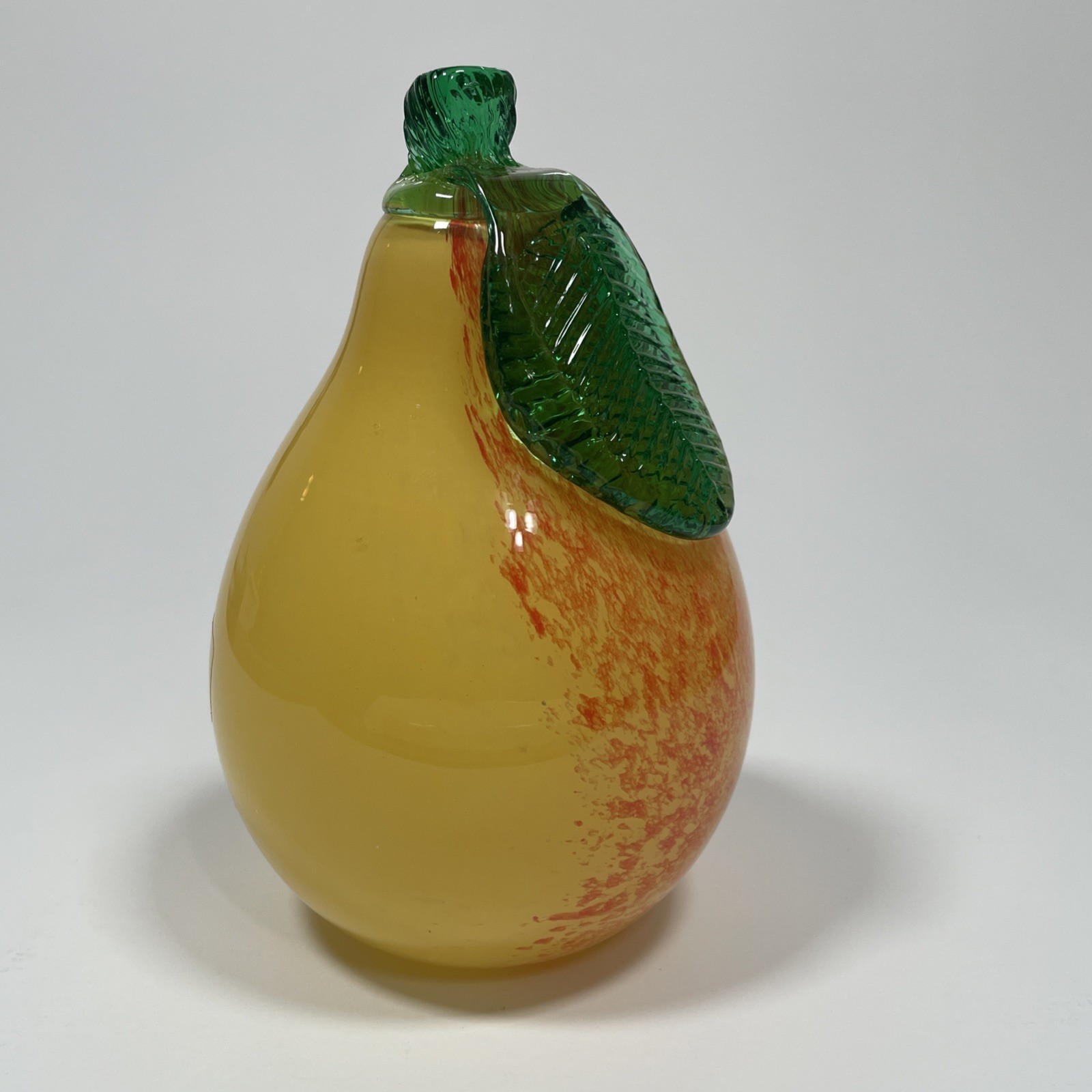 Vintage Murano Style Pear Glass Fruit 5” Yellow and Orange 7 oz Made in Italy