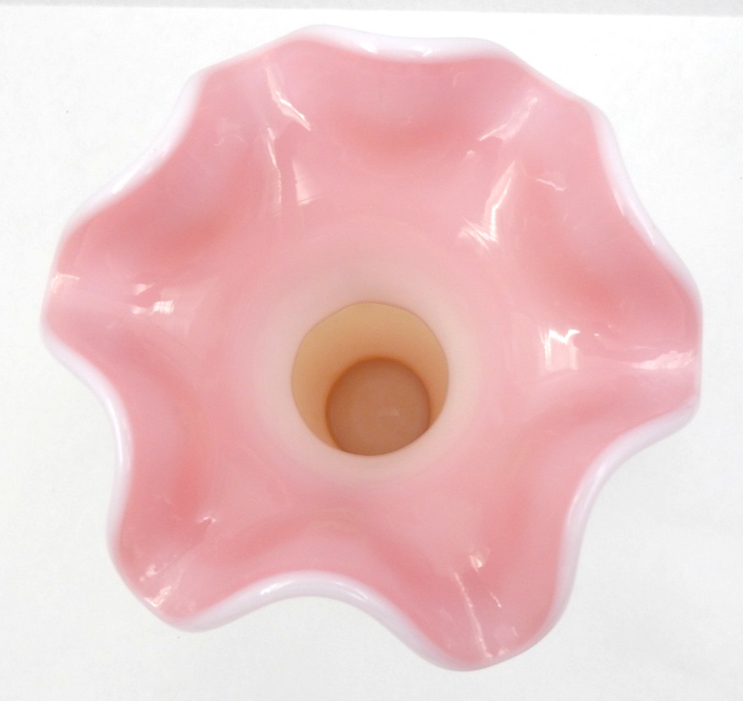 FENTON ART GLASS CHARLETON COLLECTION BEADED MELON RUFFLED EDGE VASE SIGNED