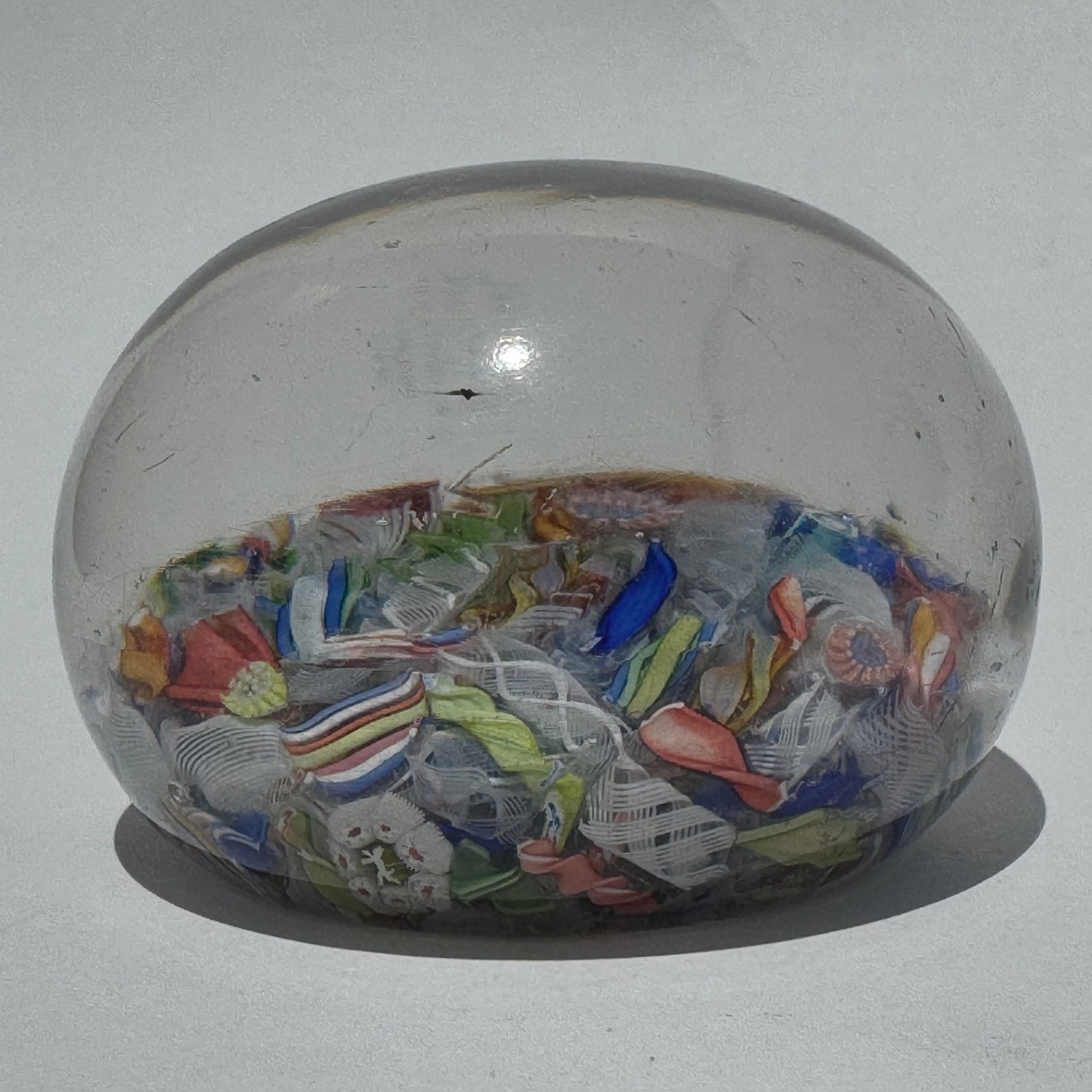 Antique Saint Louis Scramble Paperweight w/ Dancing Devil & Dog Silhouette Canes