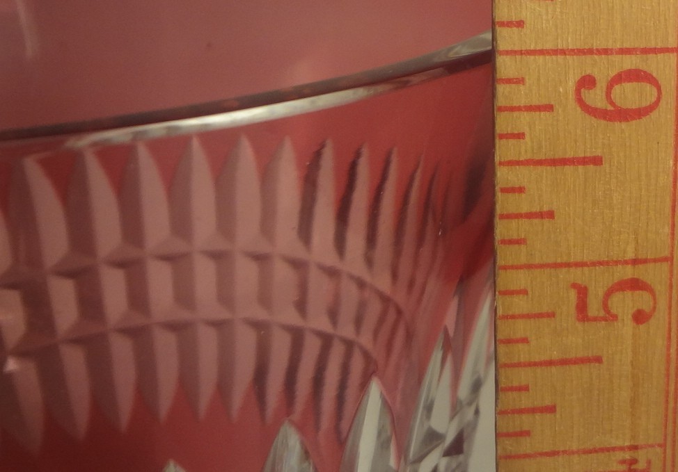 VAL ST. LAMBERT signed CRANBERRY CUT to CLEAR GLASS VASE-SMALL ICE BUCKET -NICE!