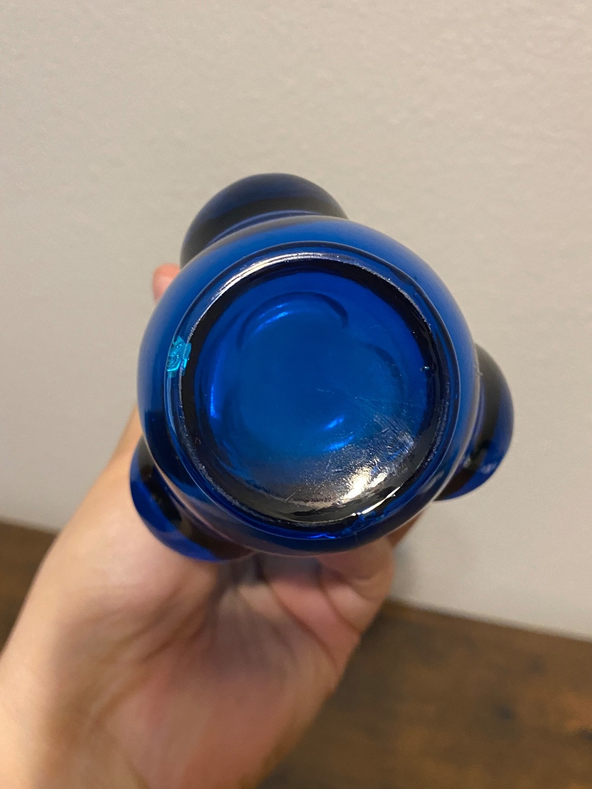 VTG VIKING GLASS Bluenique EPIC LINE Drape Swung Vase 15.75″H