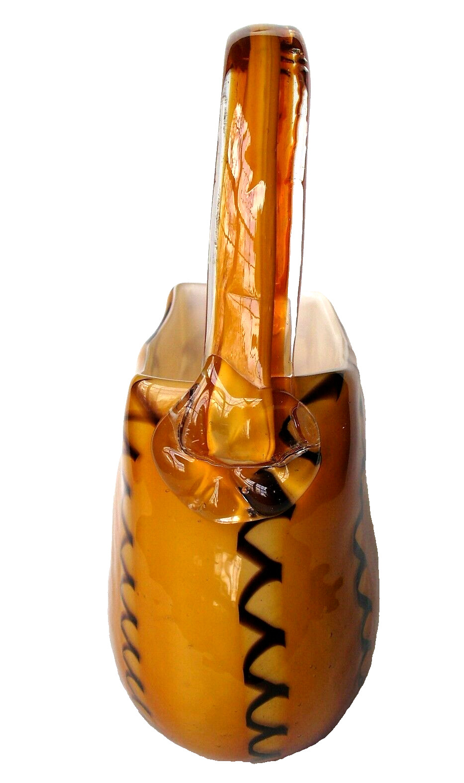 CASED~Art~GLASS~Block Crystal~DECORATIVE VASE~Handbag~HAND BLOWN~10.5″x6.2″